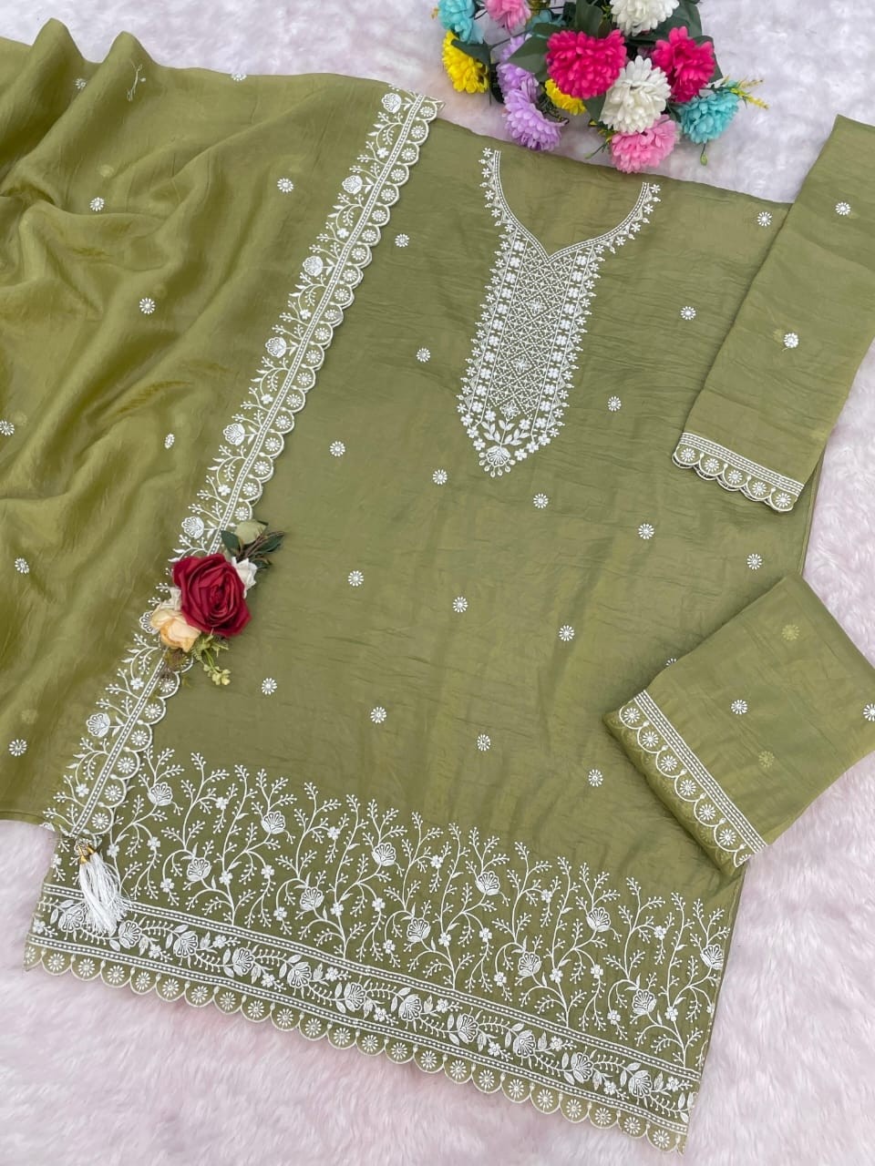 TRIVA LIFESTYLE - 113 - FANCY GOLD CRUSH WITH HEAVY EMBROIDERY WORK BY PLAZZO DRESS 