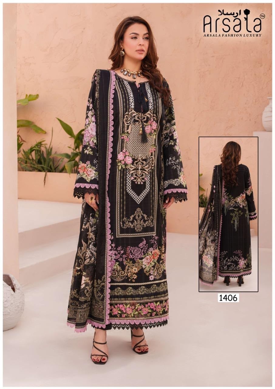 ARSALA - AMIRA - VOL - 14. PURE LAWN COTTON WITH PAKISTANI KARACHI PRINTED SUIT 