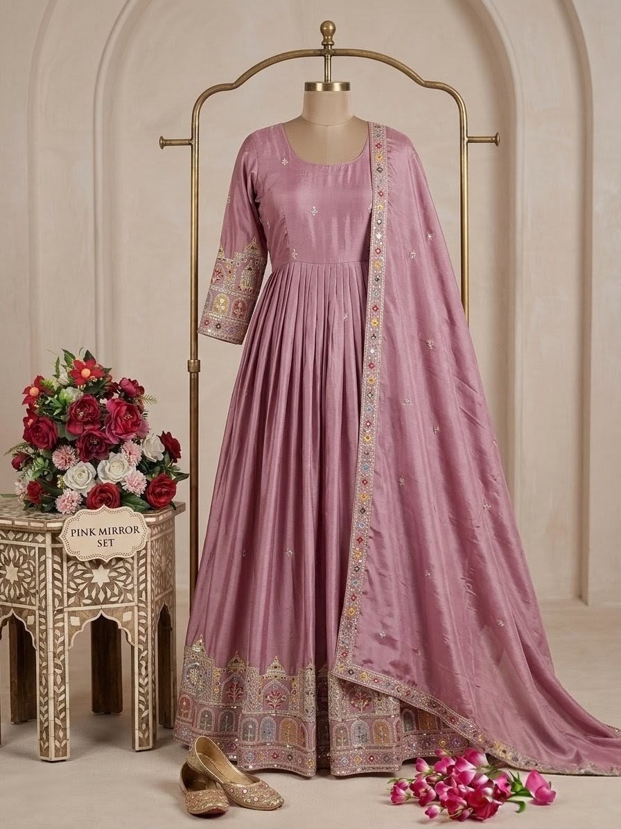 FD-804 - PURE CHINON SILK WITH HEAVY SEQUENCE EMBROIDERY WORK BY NAIRA AND GOWN COLLECTION 