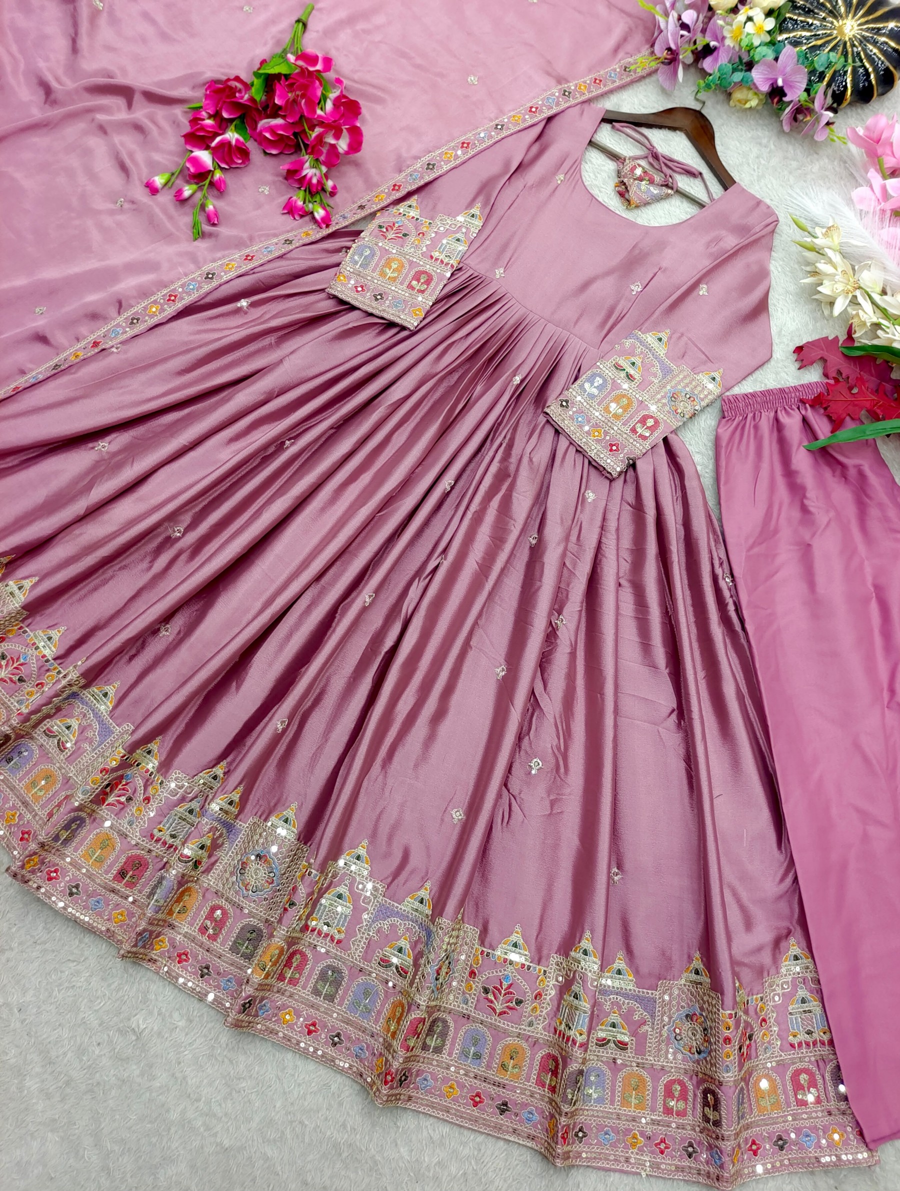 FD-804 - PURE CHINON SILK WITH HEAVY SEQUENCE EMBROIDERY WORK BY NAIRA AND GOWN COLLECTION 