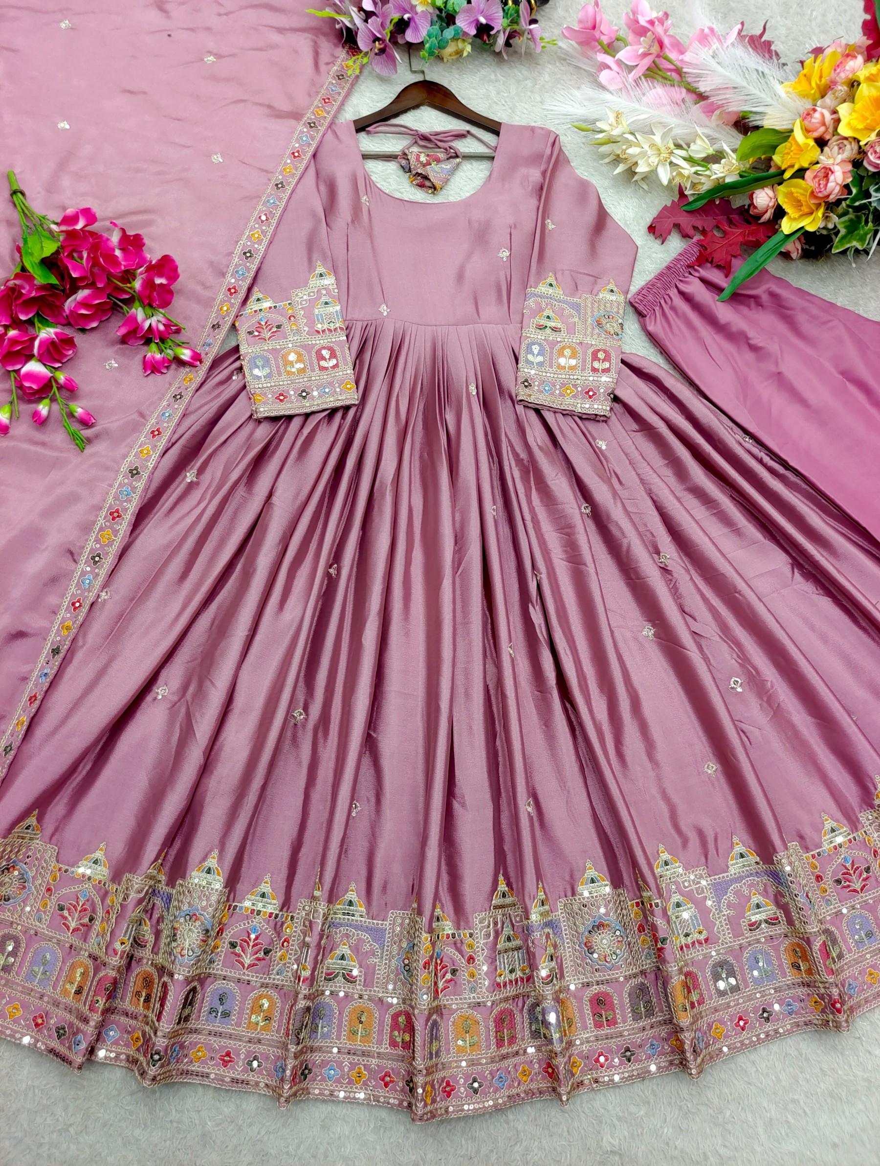 FD-804 - PURE CHINON SILK WITH HEAVY SEQUENCE EMBROIDERY WORK BY NAIRA AND GOWN COLLECTION 