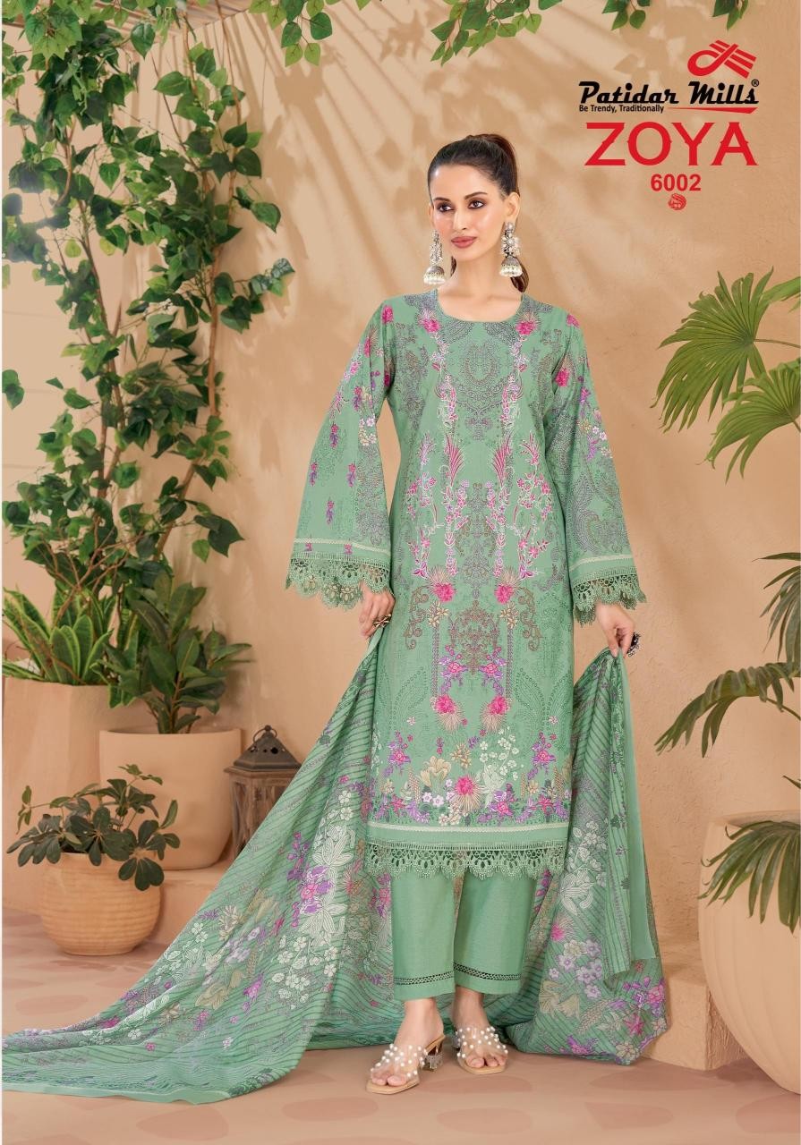 ZOYA VOL:-6 - PURE HEAVY LAWN COTTON WITH PAKISTANI KARACHI PRINTED SUIT BY PATIDAR MILLS