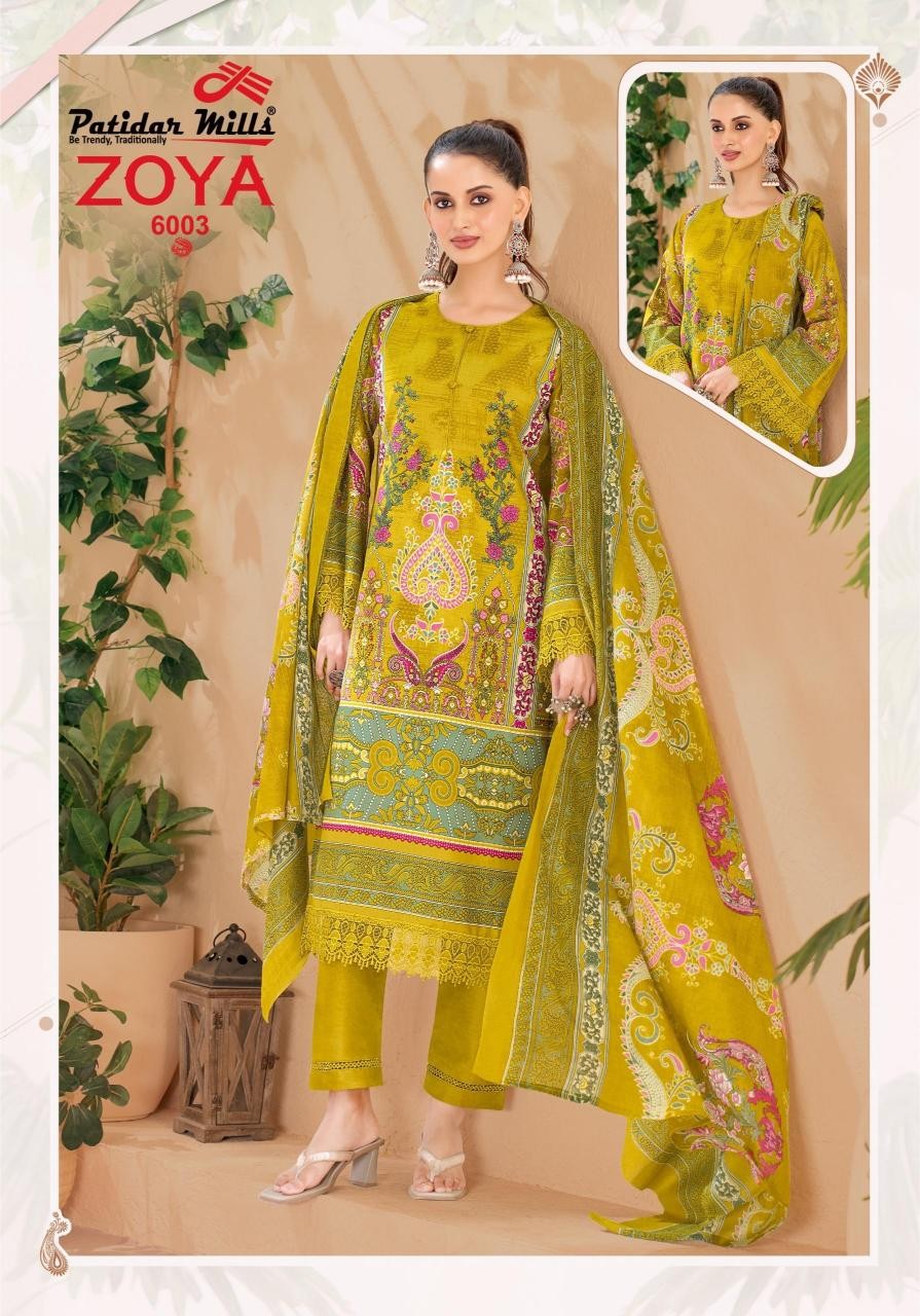 ZOYA VOL:-6 - PURE HEAVY LAWN COTTON WITH PAKISTANI KARACHI PRINTED SUIT BY PATIDAR MILLS