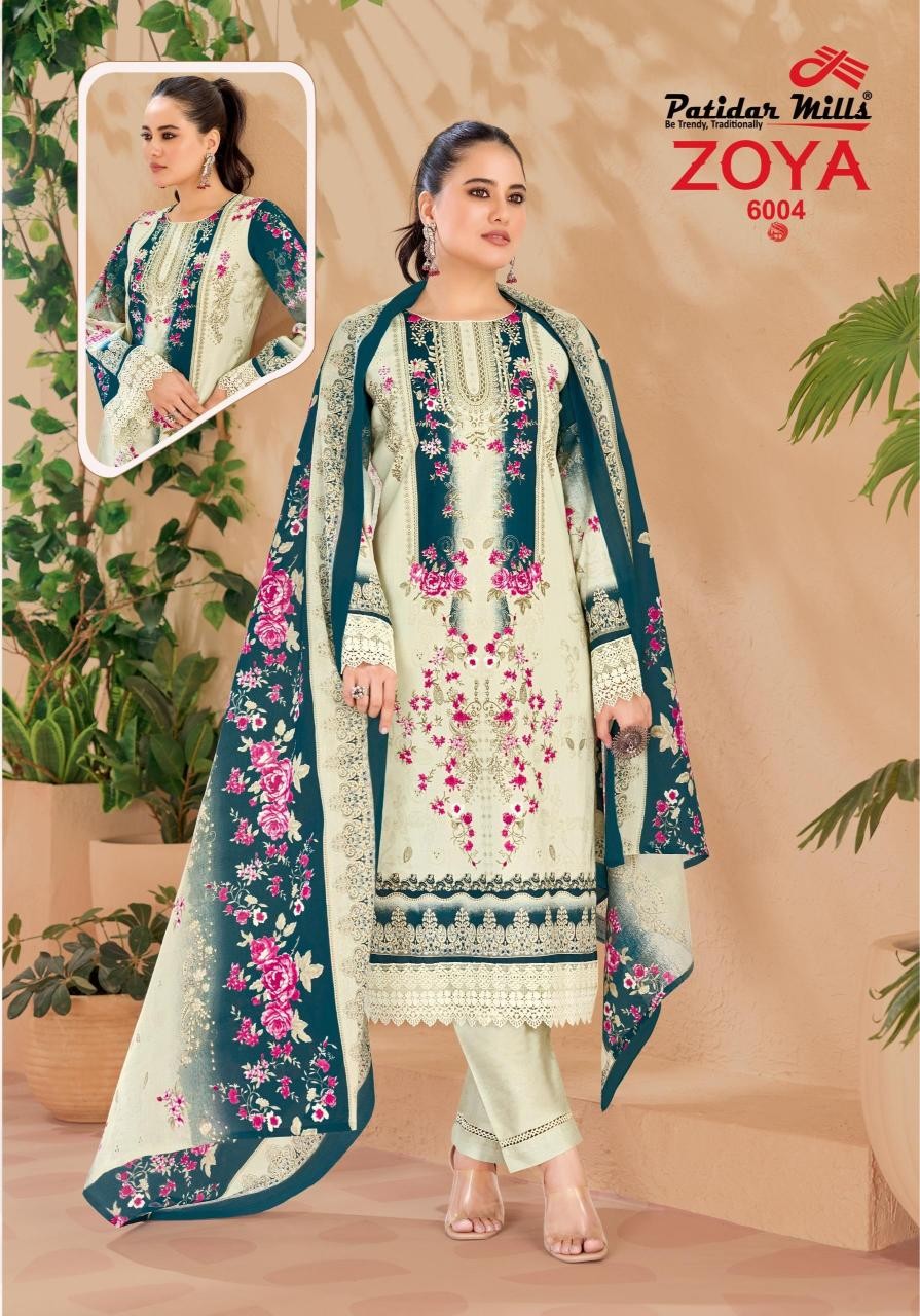 ZOYA VOL:-6 - PURE HEAVY LAWN COTTON WITH PAKISTANI KARACHI PRINTED SUIT BY PATIDAR MILLS