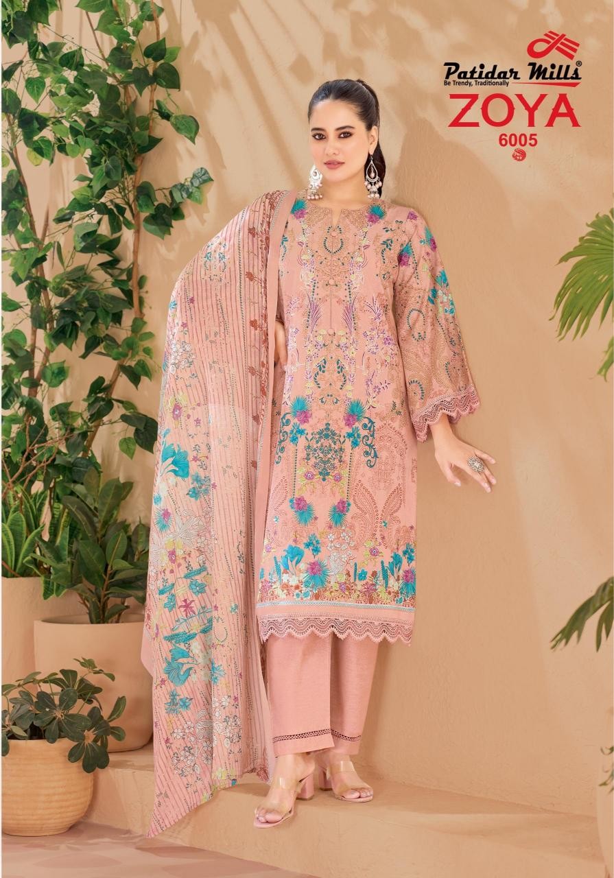 ZOYA VOL:-6 - PURE HEAVY LAWN COTTON WITH PAKISTANI KARACHI PRINTED SUIT BY PATIDAR MILLS