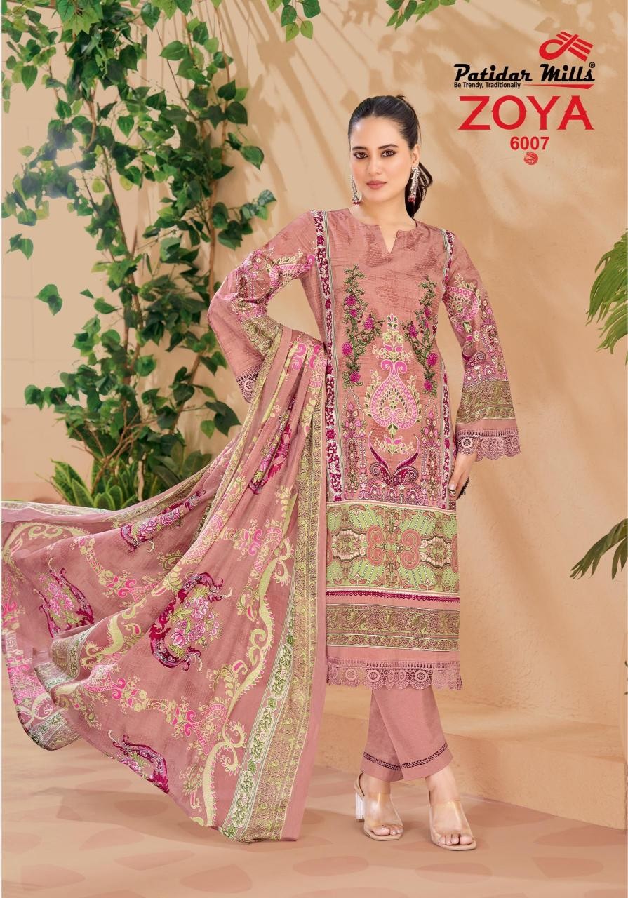 ZOYA VOL:-6 - PURE HEAVY LAWN COTTON WITH PAKISTANI KARACHI PRINTED SUIT BY PATIDAR MILLS