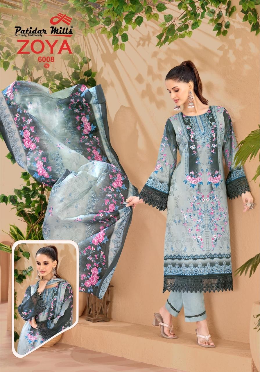 ZOYA VOL:-6 - PURE HEAVY LAWN COTTON WITH PAKISTANI KARACHI PRINTED SUIT BY PATIDAR MILLS