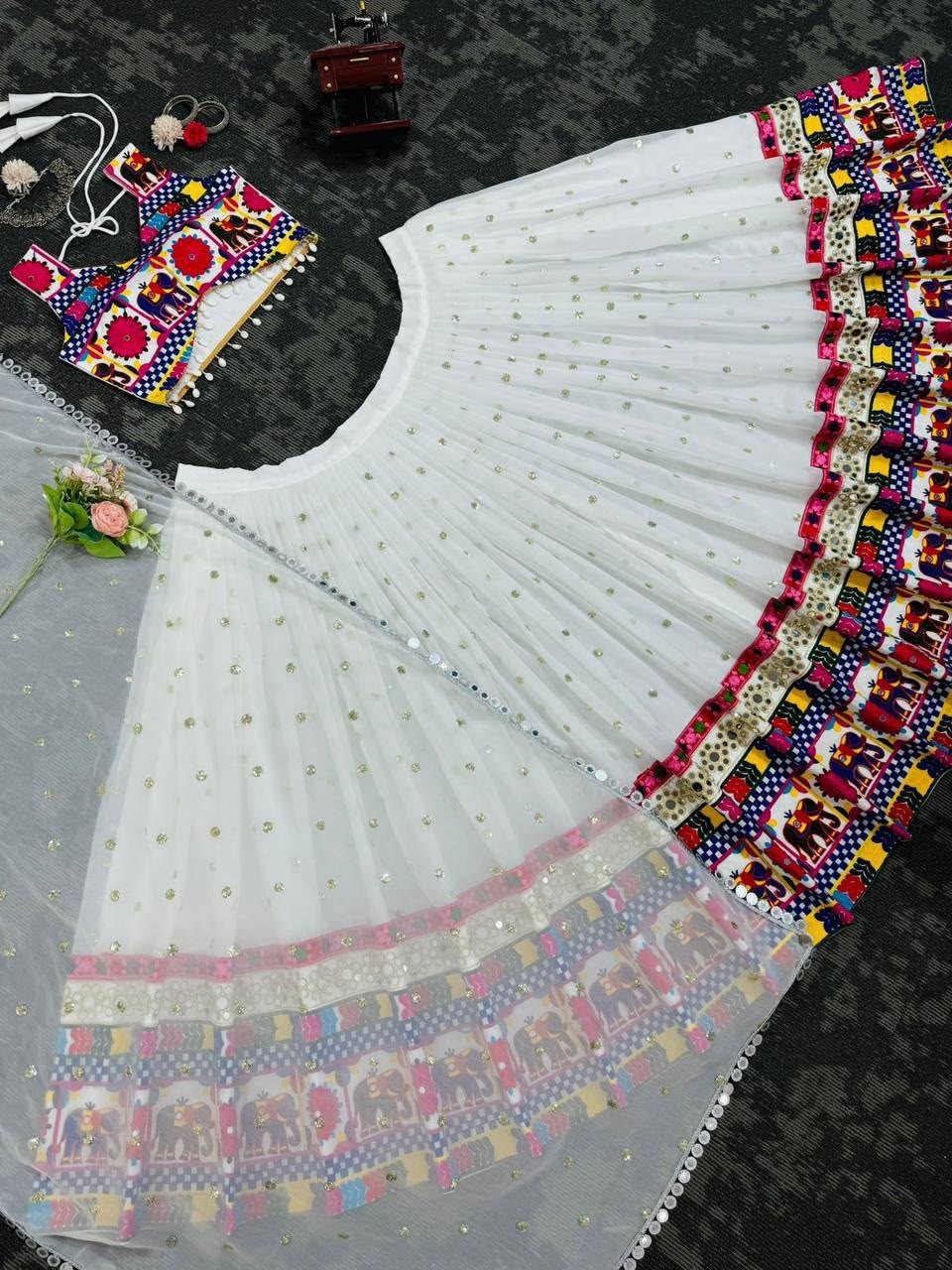 QRC-277 - FOX GEORGETTE AND SEQUENCE WORK AND FULL EMBROIDERY WORK BY LEHENGA COLLECTION 