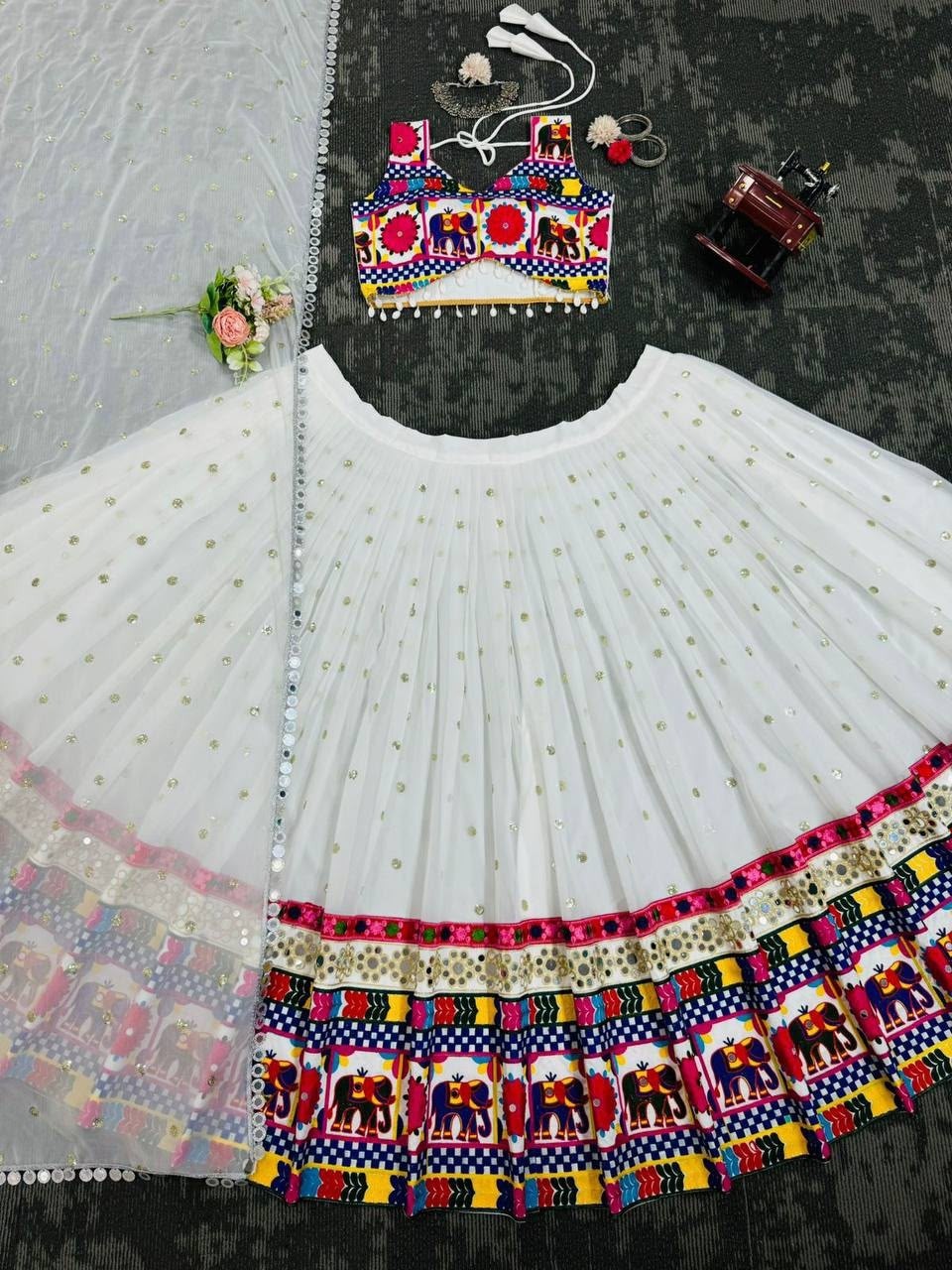 QRC-277 - FOX GEORGETTE AND SEQUENCE WORK AND FULL EMBROIDERY WORK BY LEHENGA COLLECTION 