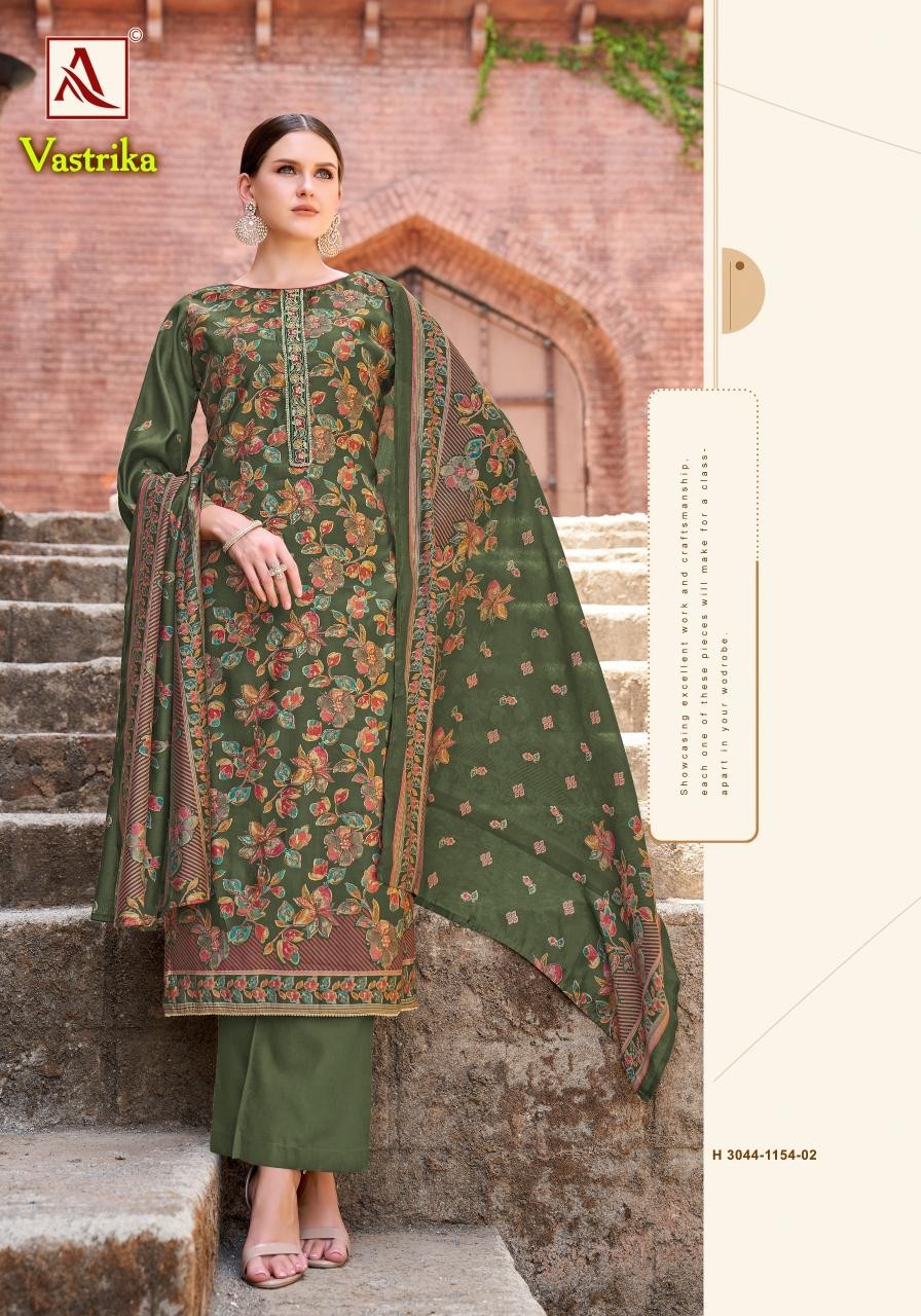 ALOK SUIT - VASTRIKA - VISCOSE MUDAAL DISCHARGE PRINT WITH EMBROIDERY WORK & ELEGANT HAND WORK SUIT 