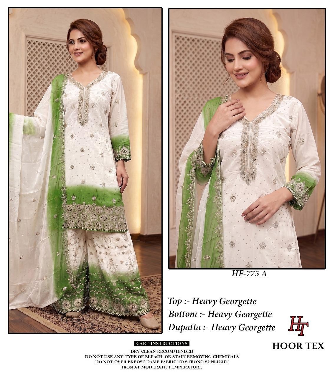 HF - 775 - ABCD - PURE HEAVY GEORGETTE WORK WITH READYMADE PAKISTANI SHARARA SUIT COLLECTION 