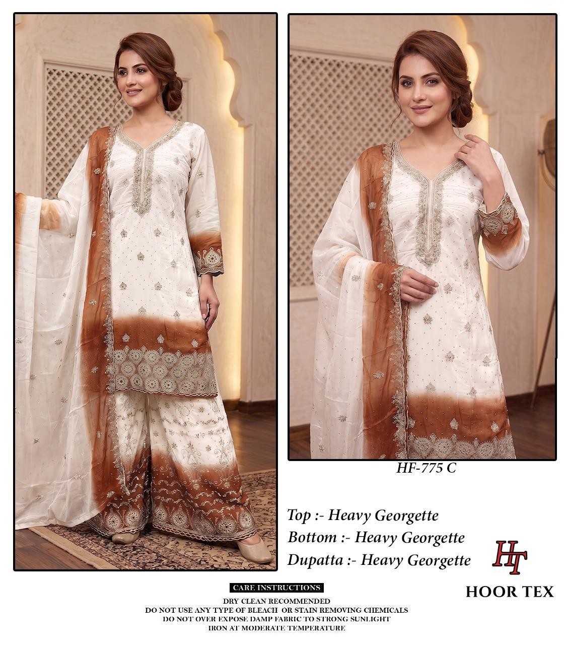 HF - 775 - ABCD - PURE HEAVY GEORGETTE WORK WITH READYMADE PAKISTANI SHARARA SUIT COLLECTION 