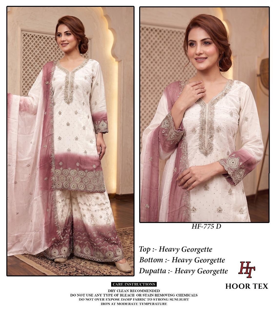 HF - 775 - ABCD - PURE HEAVY GEORGETTE WORK WITH READYMADE PAKISTANI SHARARA SUIT COLLECTION 