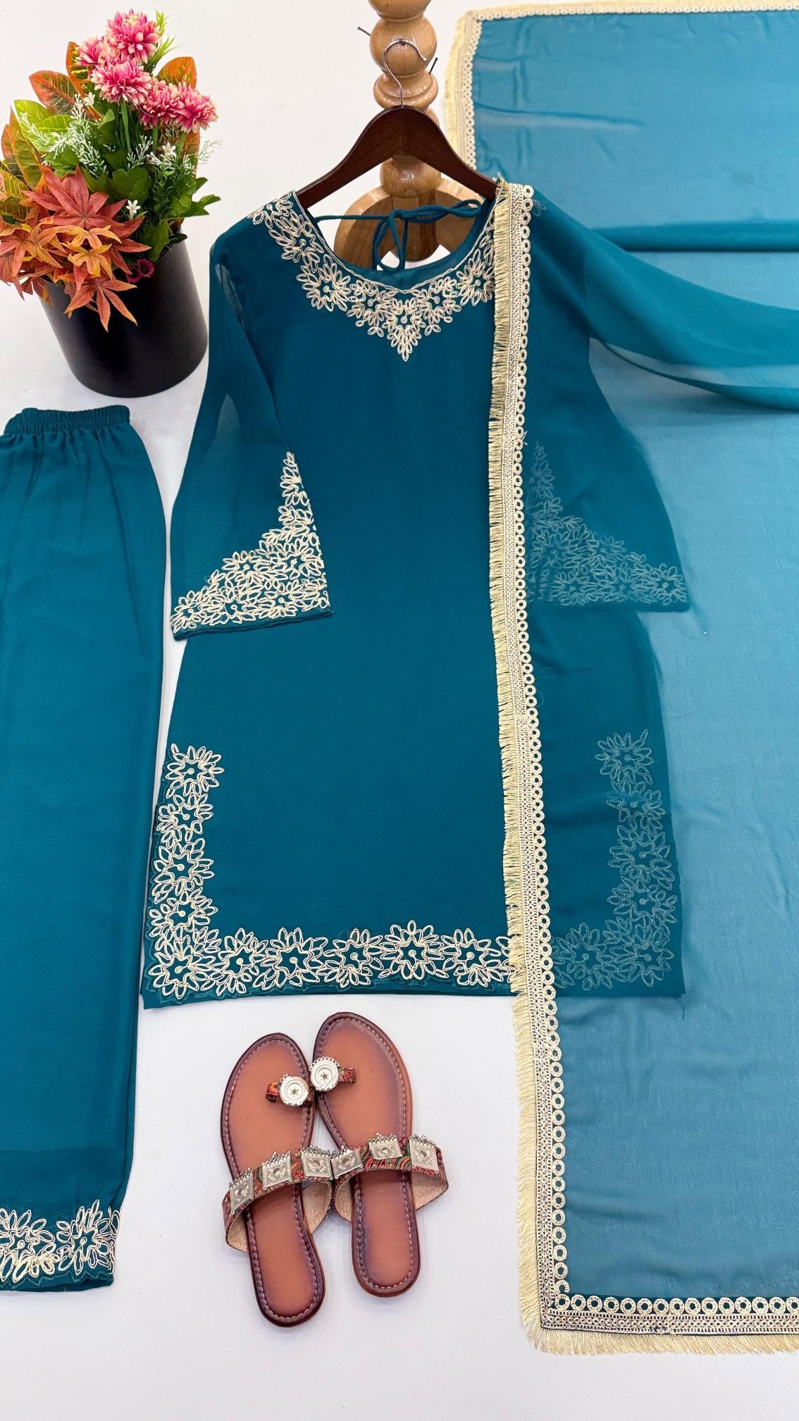 SR - 1717 - BLOOMING FAUX SEQUENCE EMBROIDERY WORK BY PAKISTANI SUIT COLLECTION 