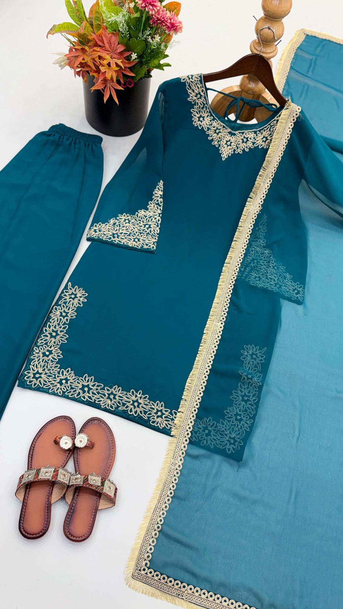 SR - 1717 - BLOOMING FAUX SEQUENCE EMBROIDERY WORK BY PAKISTANI SUIT COLLECTION 