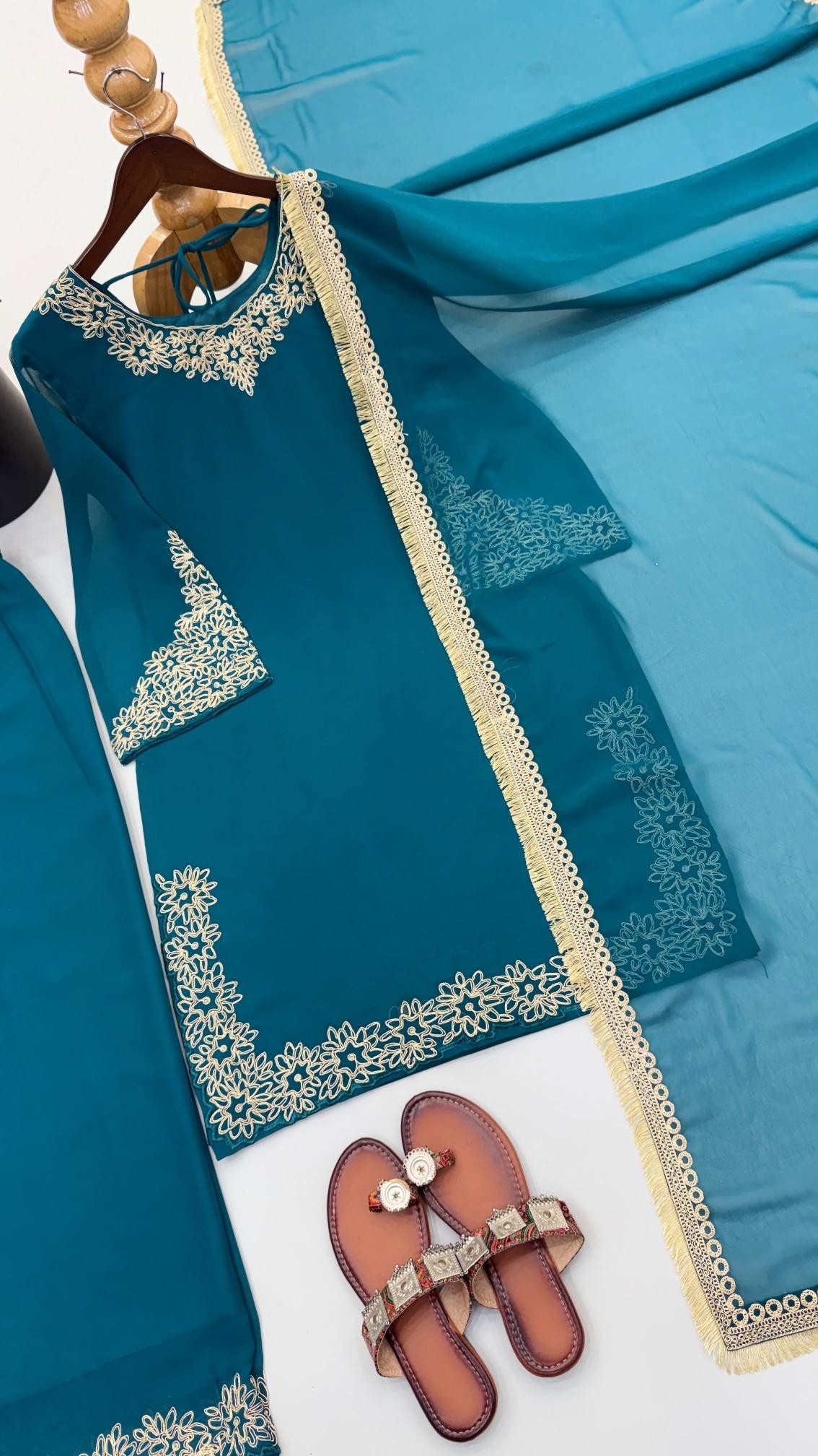 SR - 1717 - BLOOMING FAUX SEQUENCE EMBROIDERY WORK BY PAKISTANI SUIT COLLECTION 