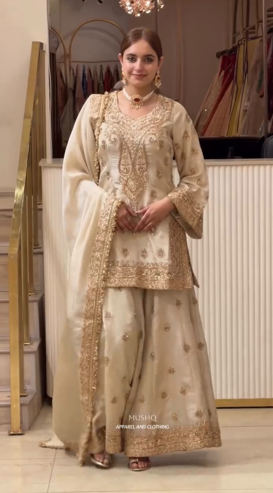 AD236 - HEAVY CHINON SILK WITH EMBROIDERY SEQUENCE WORK BY PAKISTANI READYMADE PLAZZO AND SHARARA SUIT COLLECTION 