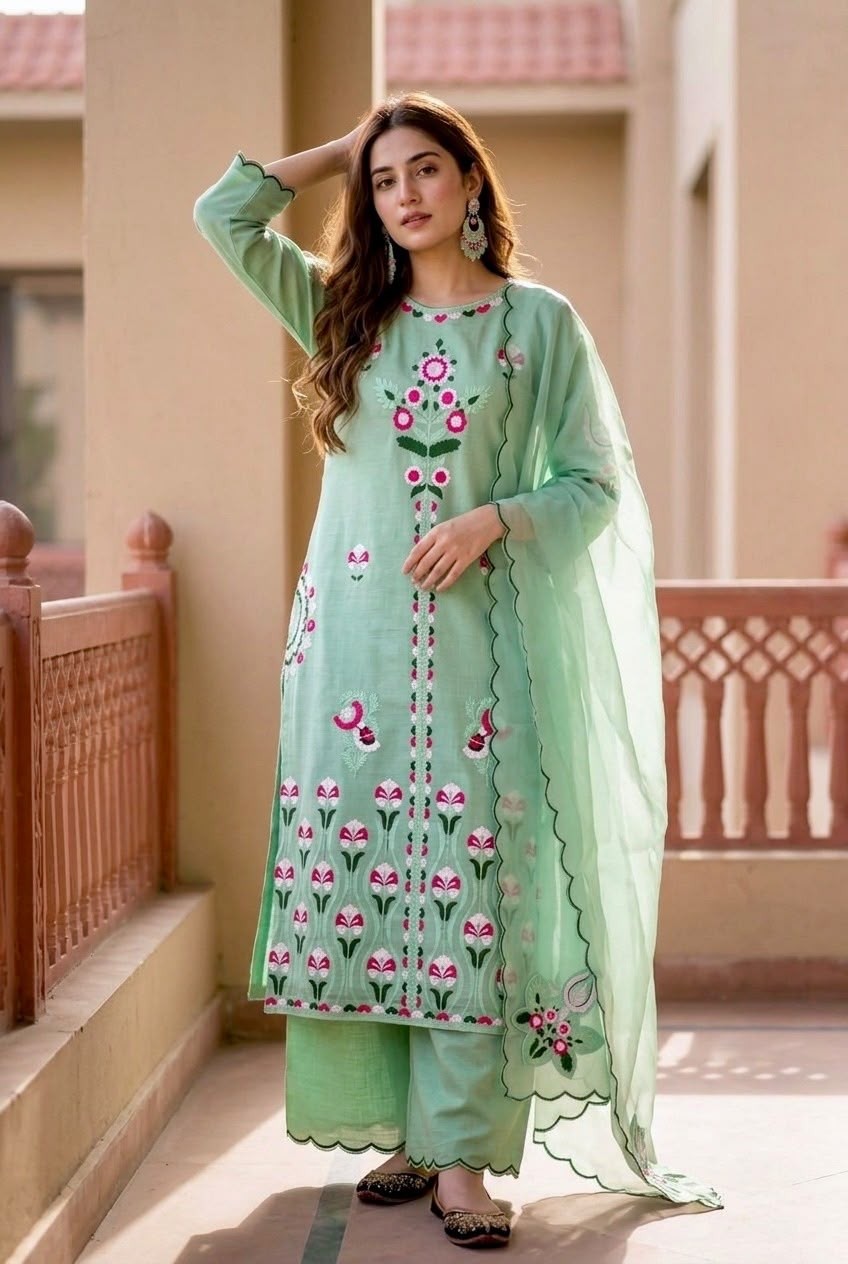 KF - 1730 - HEAVY VERTICAL EMBROIDERY WORK BY PAKISTANI READYMADE SUIT COLLECTION 