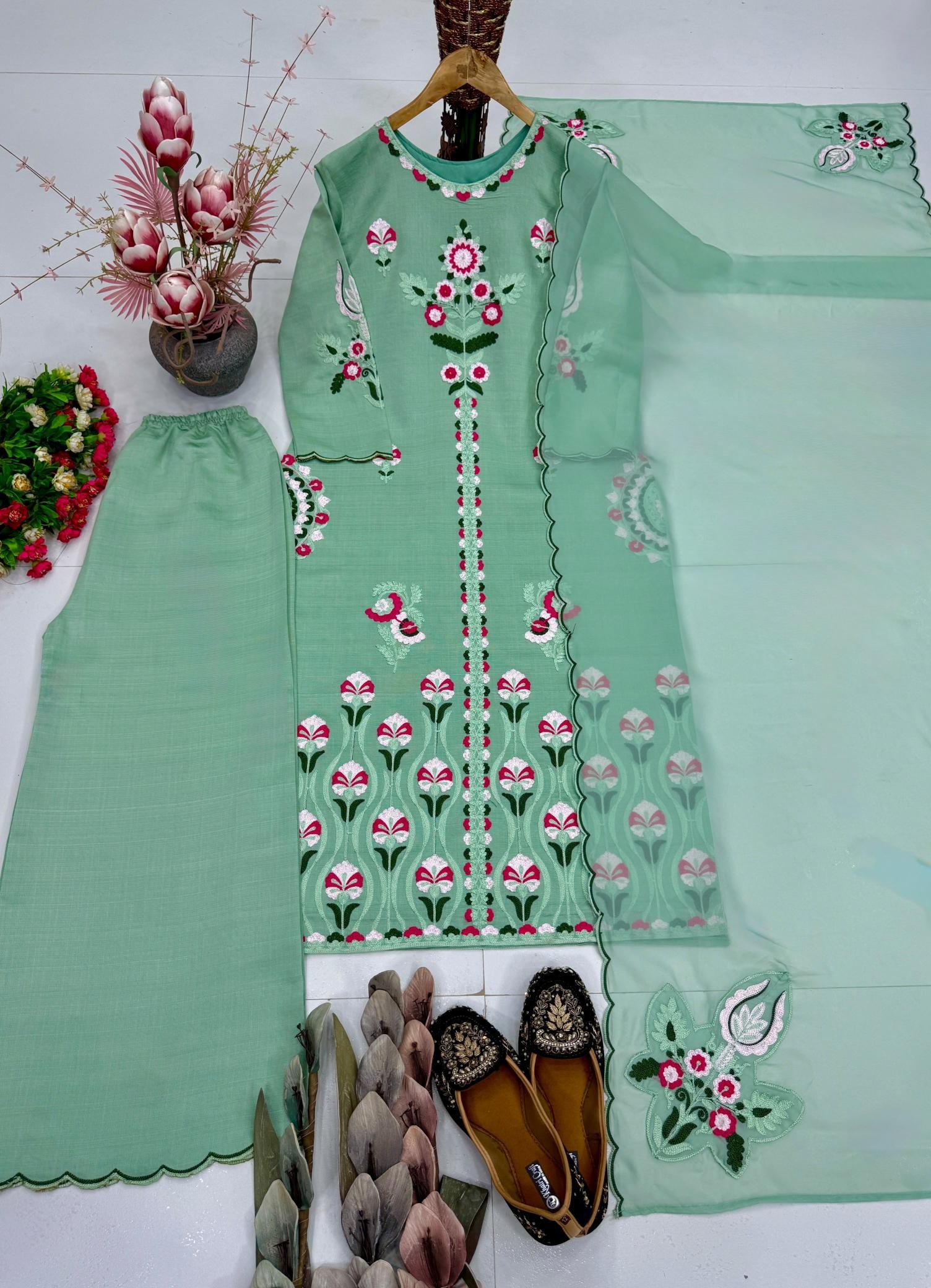 KF - 1730 - HEAVY VERTICAL EMBROIDERY WORK BY PAKISTANI READYMADE SUIT COLLECTION 