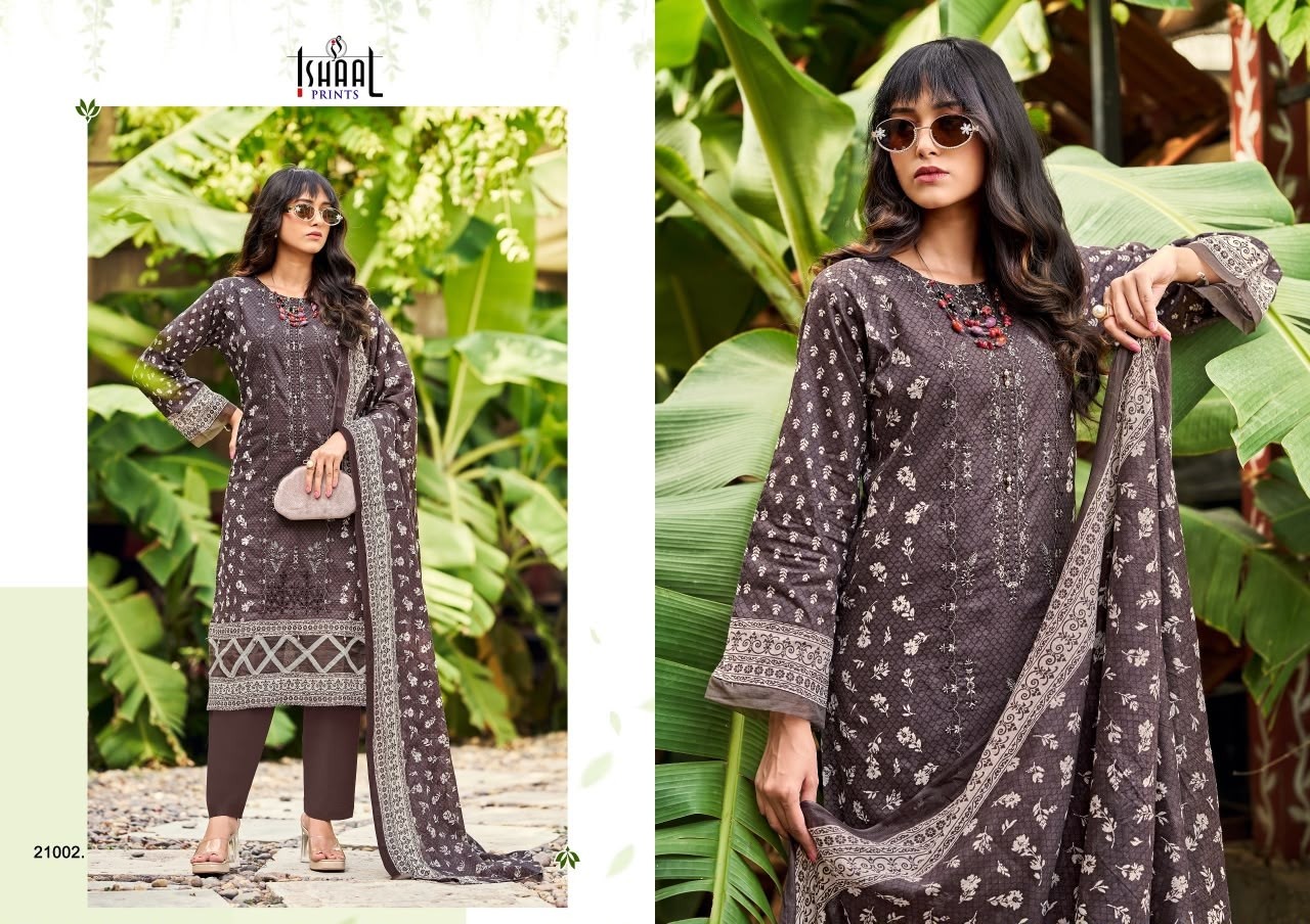 ISHAAL EMBROIDERED VOL - 21 - PURE LAWN BEAUTIFUL EMBROIDERY SELF WORK COLLECTION 