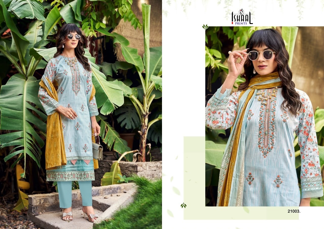 ISHAAL EMBROIDERED VOL - 21 - PURE LAWN BEAUTIFUL EMBROIDERY SELF WORK COLLECTION 
