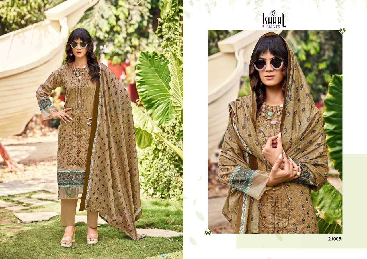 ISHAAL EMBROIDERED VOL - 21 - PURE LAWN BEAUTIFUL EMBROIDERY SELF WORK COLLECTION 