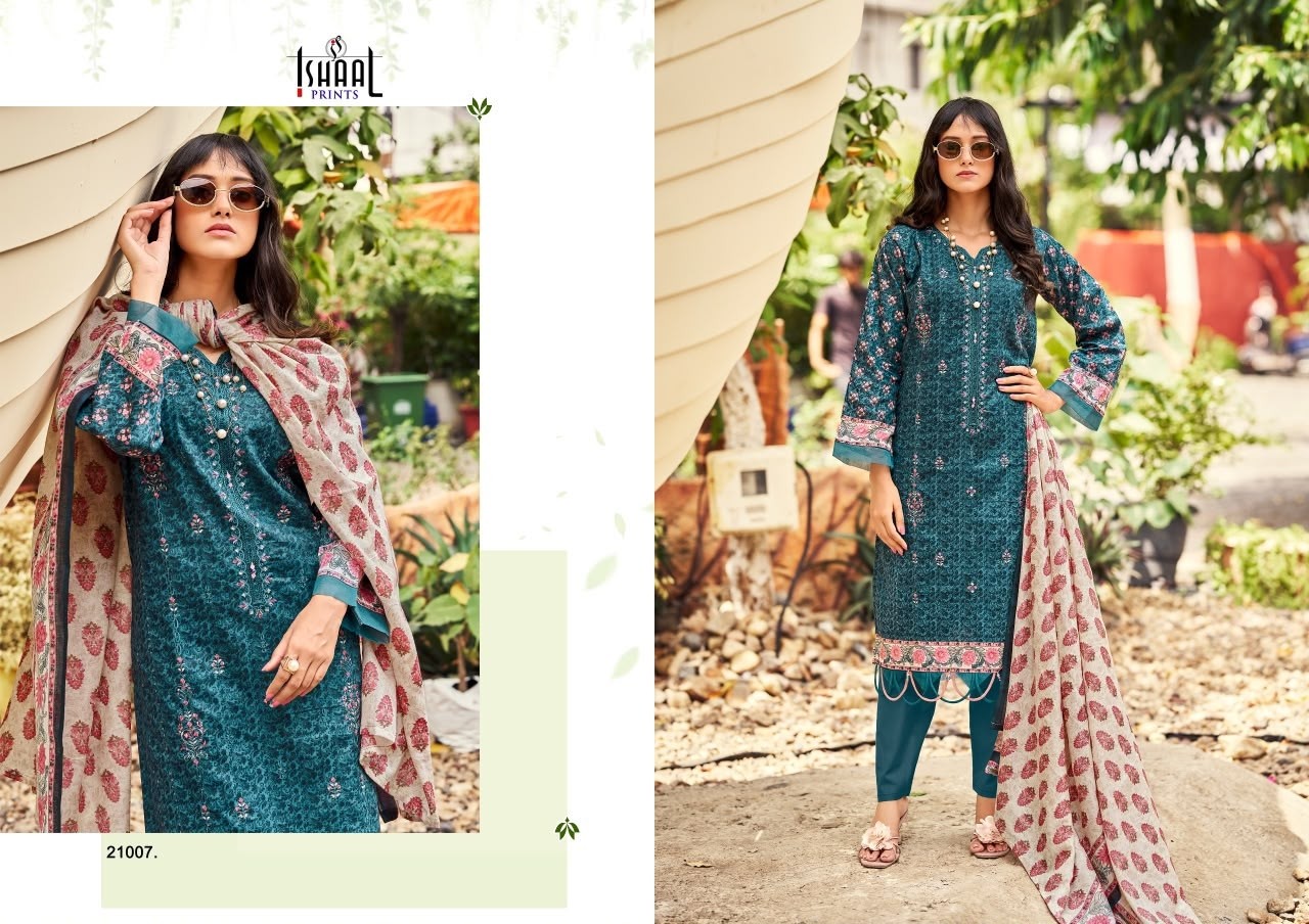 ISHAAL EMBROIDERED VOL - 21 - PURE LAWN BEAUTIFUL EMBROIDERY SELF WORK COLLECTION 