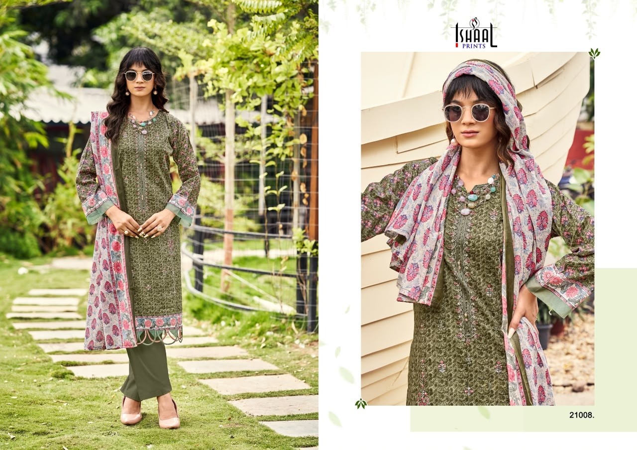 ISHAAL EMBROIDERED VOL - 21 - PURE LAWN BEAUTIFUL EMBROIDERY SELF WORK COLLECTION 