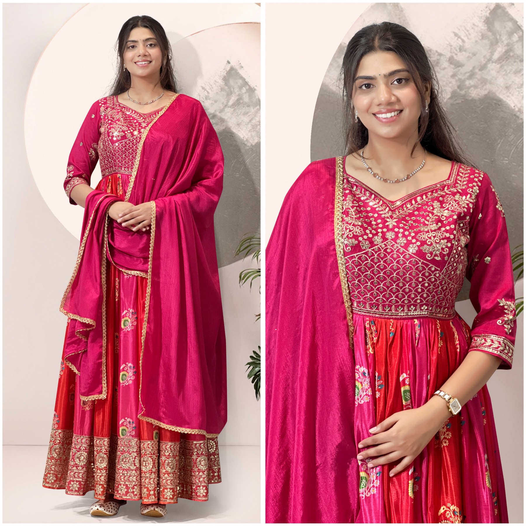 JL - 1042 - HEAVY SATIN SILK WITH EMBROIDERY WORK BY LEHENGA AND GOWN COLLECTION 