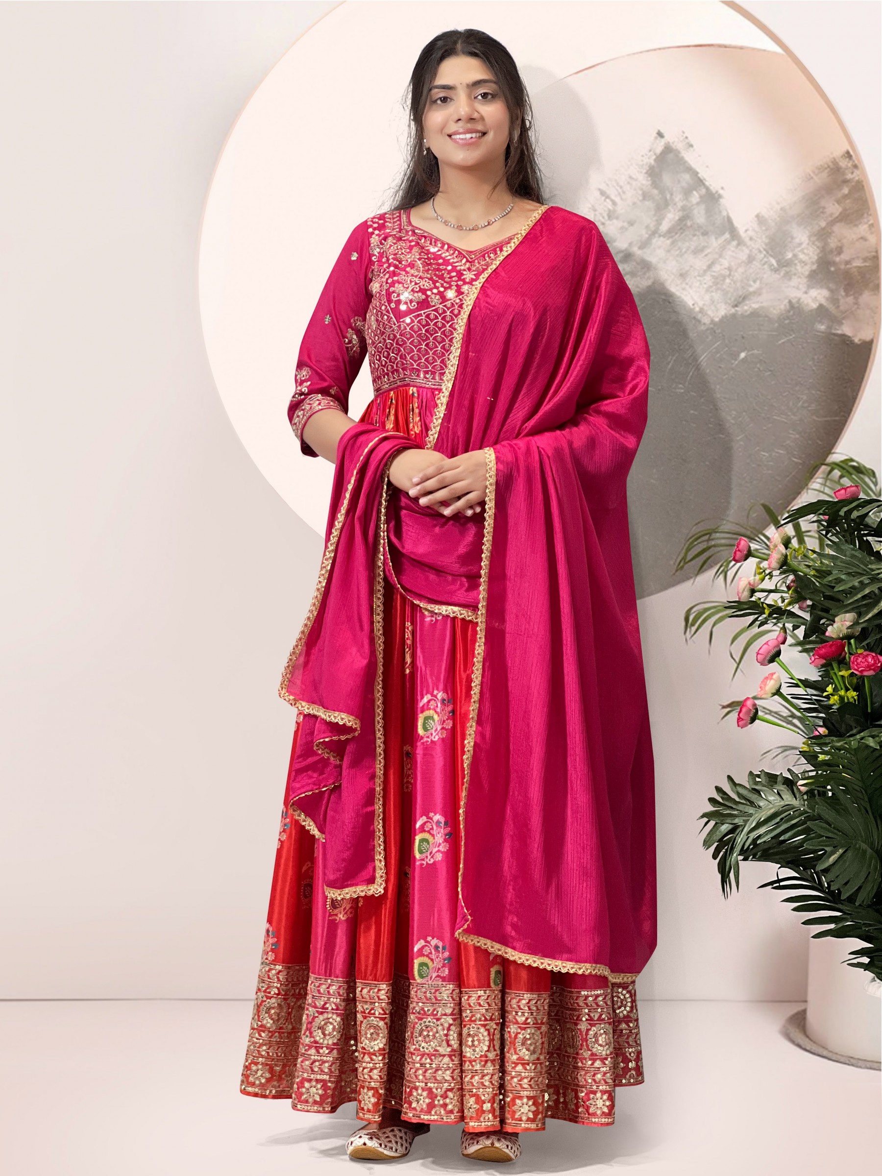 JL - 1042 - HEAVY SATIN SILK WITH EMBROIDERY WORK BY LEHENGA AND GOWN COLLECTION 