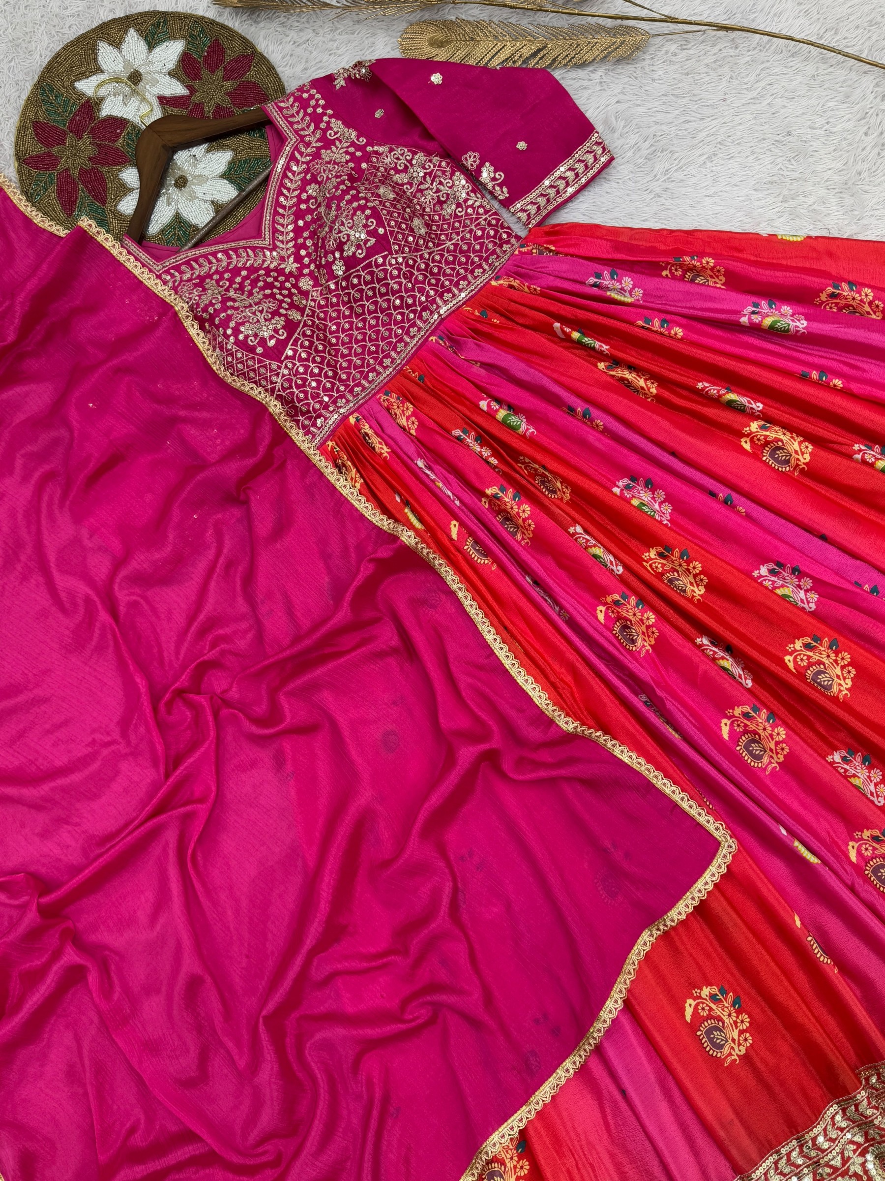 JL - 1042 - HEAVY SATIN SILK WITH EMBROIDERY WORK BY LEHENGA AND GOWN COLLECTION 