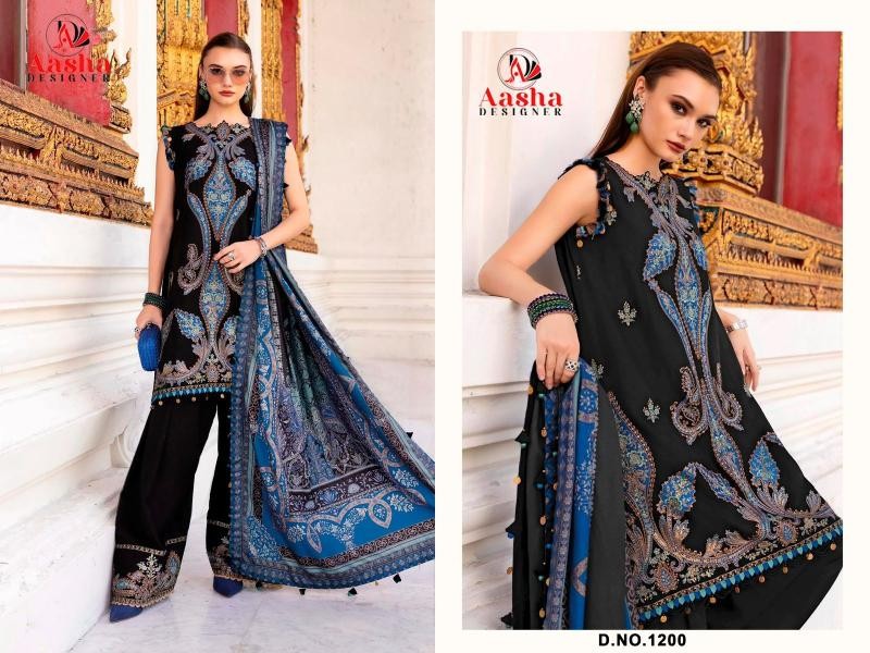 D.NO:- 1200/1195 AB - PURE REYON COTTON & EMBROIDERY WORK BY PAKISTANI SUIT COLLECTION BY AASHA DESIGNER 