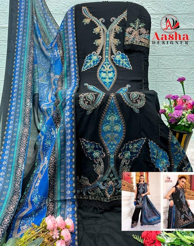 D.NO:- 1200/1195 AB - PURE REYON COTTON & EMBROIDERY WORK BY PAKISTANI SUIT COLLECTION BY AASHA DESIGNER 