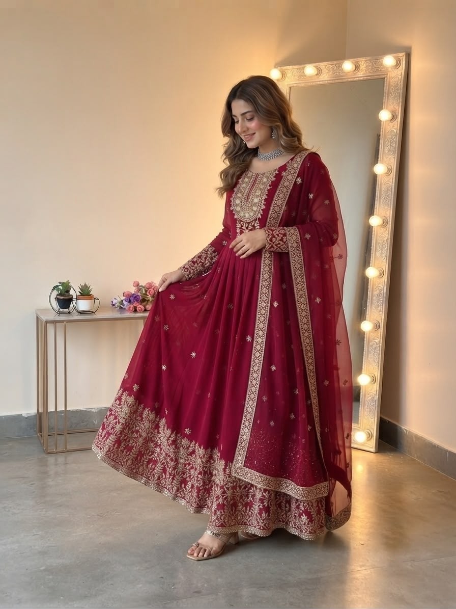 SSR-546 - HEAVY GEORGETTE WITH HEAVY EMBROIDERY SEQUENCE WORK BY GOWN COLLECTION 