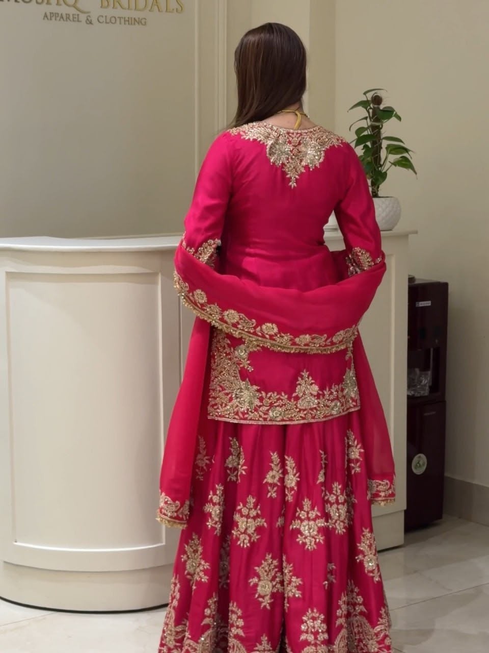 MT-1079 - HEAVY NATURAL SILK EMBROIDERY SEQUENCE WORK BY PAKISTANI READYMADE SHARARA SUIT COLLECTION 