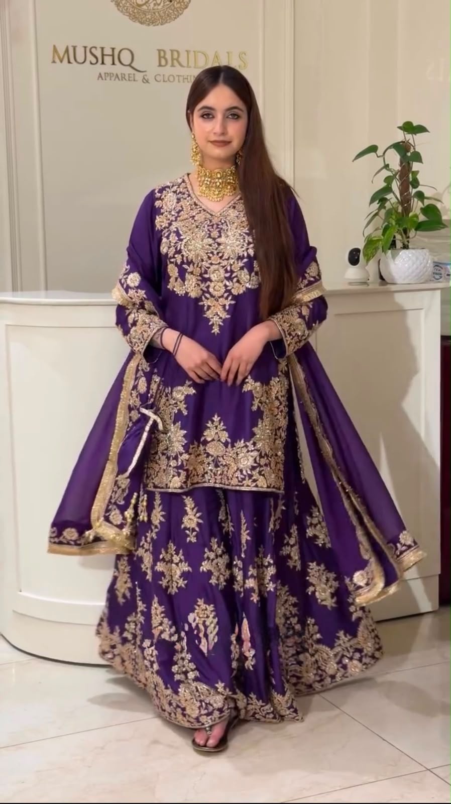 MT-1079 - HEAVY NATURAL SILK EMBROIDERY SEQUENCE WORK BY PAKISTANI READYMADE SHARARA SUIT COLLECTION 