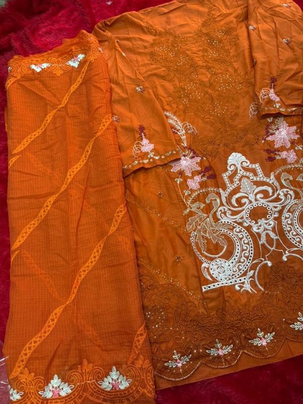 D.NO:- 1956-A C - ELAF PREMIUM - HEAVY COTTON WITH SELF EMBROIDERY WORK BY PAKISTANI SUIT COLLECTION 