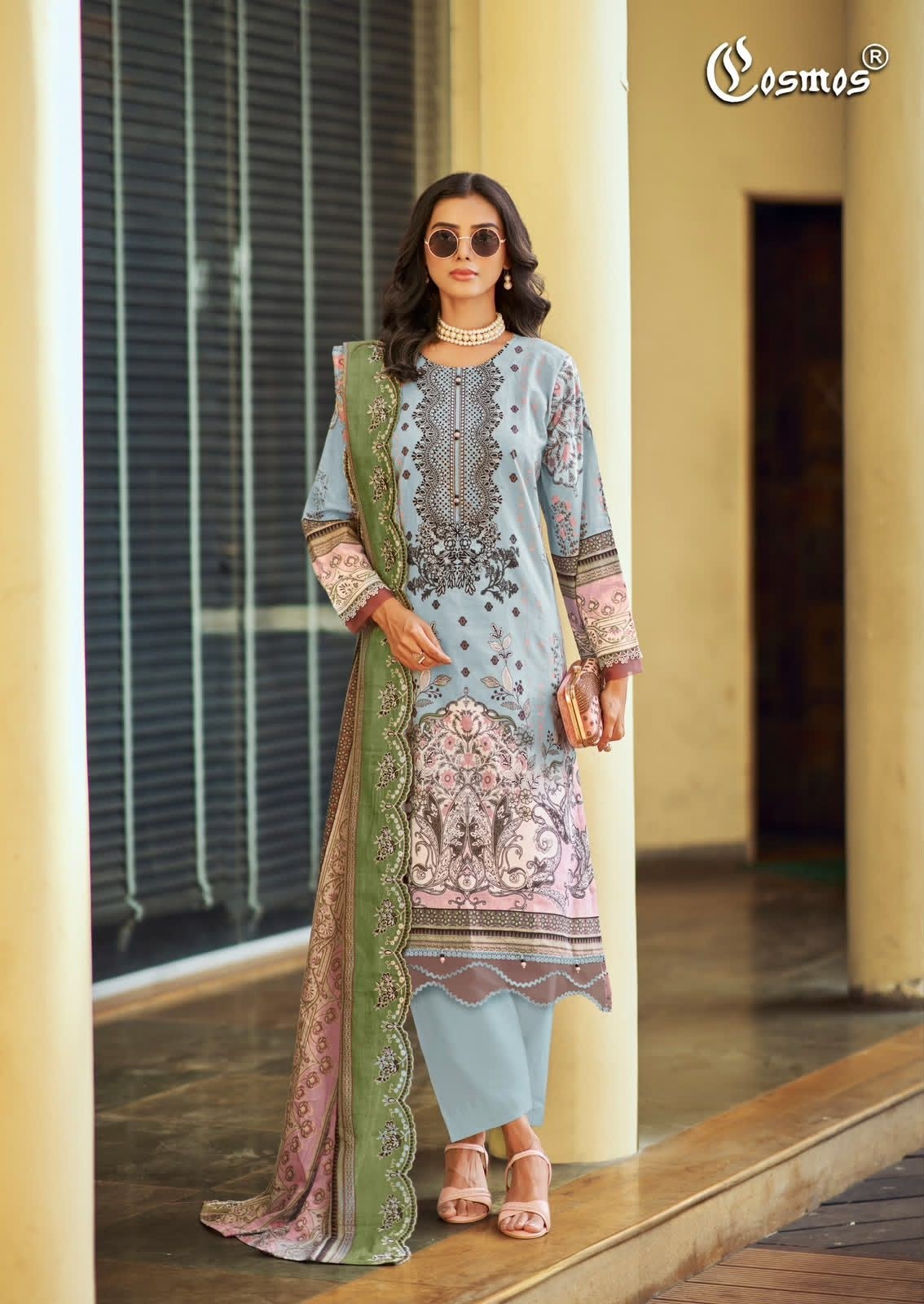 COSMOS - NEEDLE WONDER VOL:-5 - PURE LAWN COTTON EMBROIDERY WORK & PATCH WORK BY PAKISTANI SUIT COLLECTION 