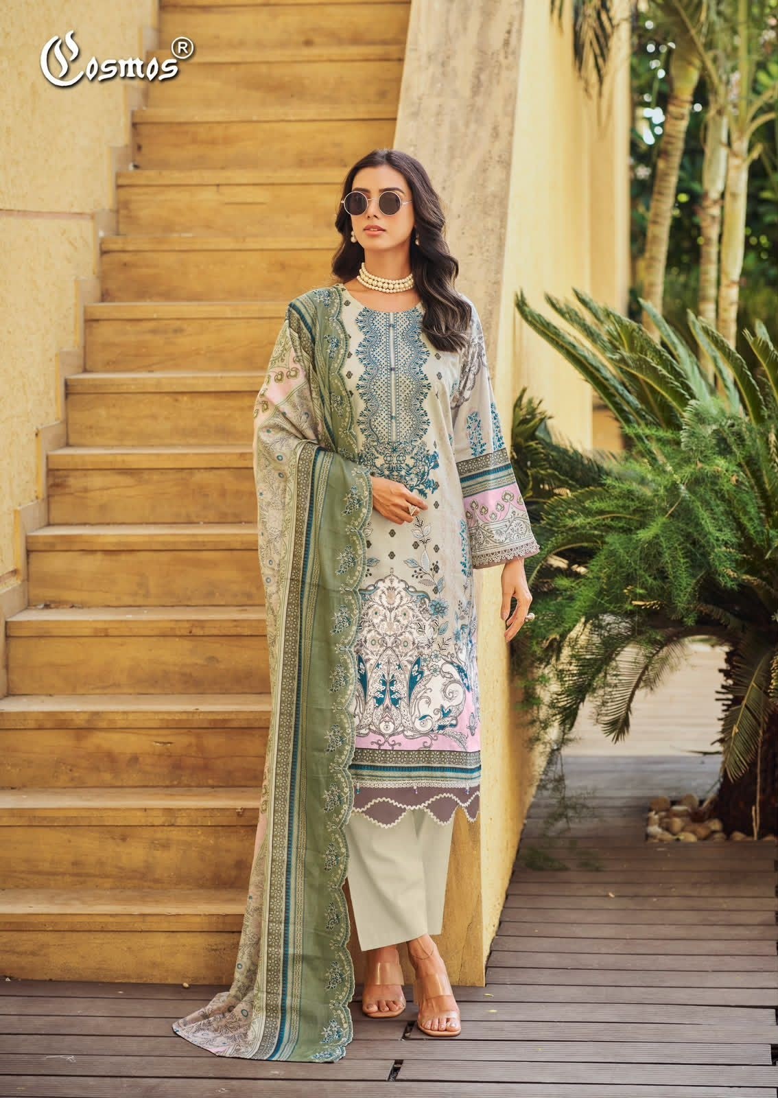 COSMOS - NEEDLE WONDER VOL:-5 - PURE LAWN COTTON EMBROIDERY WORK & PATCH WORK BY PAKISTANI SUIT COLLECTION 