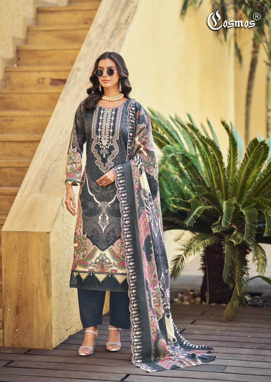 COSMOS - NEEDLE WONDER VOL:-5 - PURE LAWN COTTON EMBROIDERY WORK & PATCH WORK BY PAKISTANI SUIT COLLECTION 