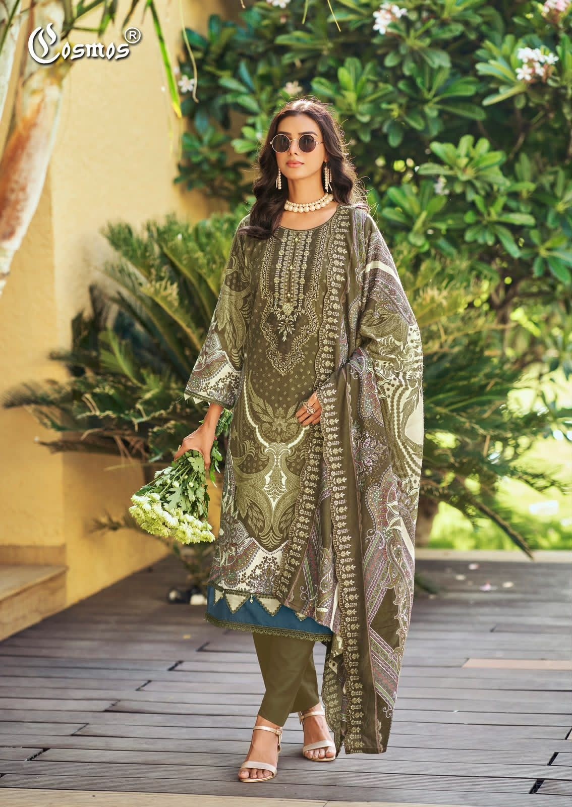 COSMOS - NEEDLE WONDER VOL:-5 - PURE LAWN COTTON EMBROIDERY WORK & PATCH WORK BY PAKISTANI SUIT COLLECTION 