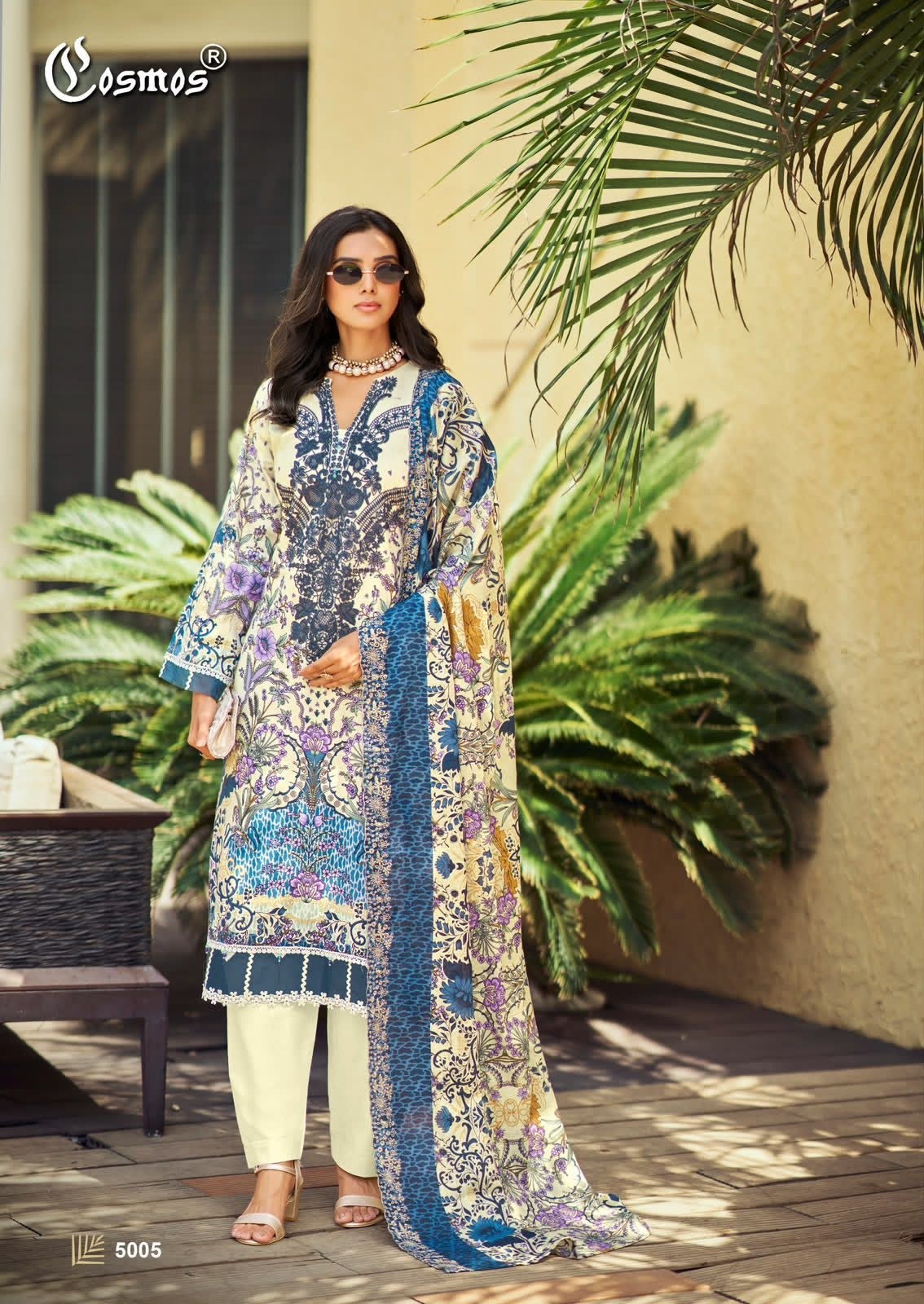COSMOS - NEEDLE WONDER VOL:-5 - PURE LAWN COTTON EMBROIDERY WORK & PATCH WORK BY PAKISTANI SUIT COLLECTION 
