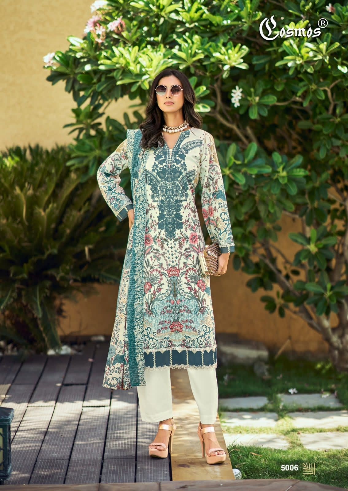 COSMOS - NEEDLE WONDER VOL:-5 - PURE LAWN COTTON EMBROIDERY WORK & PATCH WORK BY PAKISTANI SUIT COLLECTION 