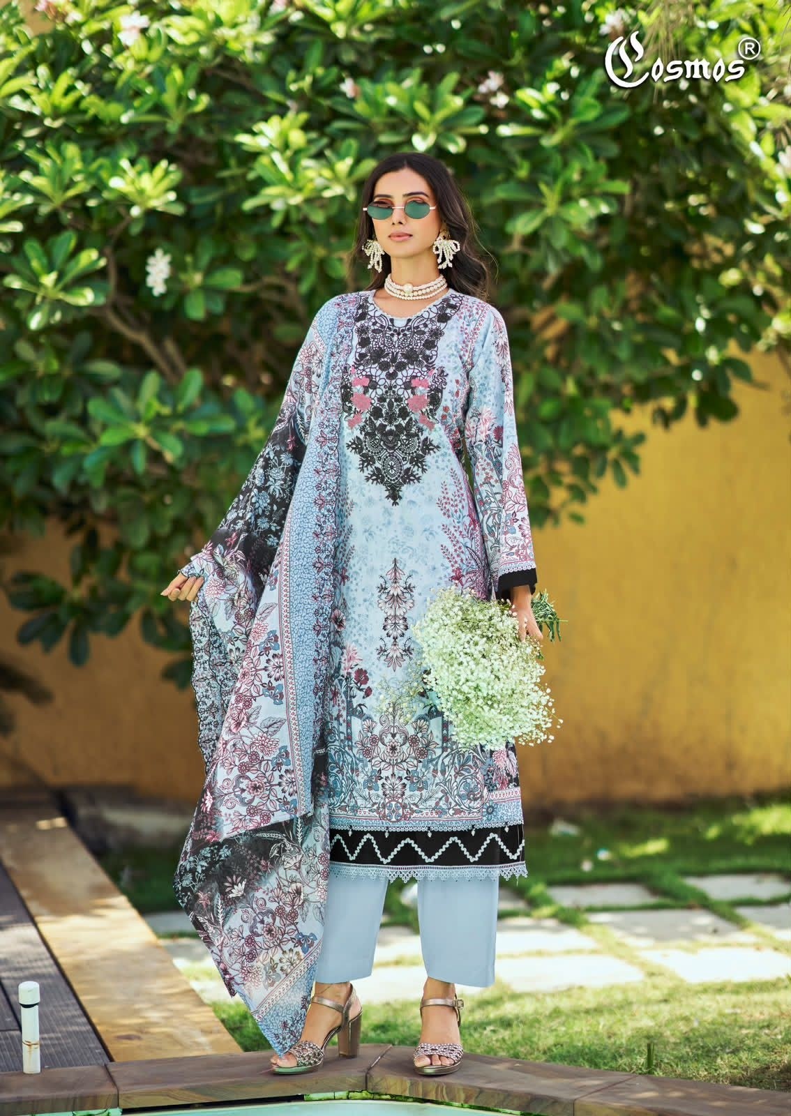 COSMOS - NEEDLE WONDER VOL:-5 - PURE LAWN COTTON EMBROIDERY WORK & PATCH WORK BY PAKISTANI SUIT COLLECTION 