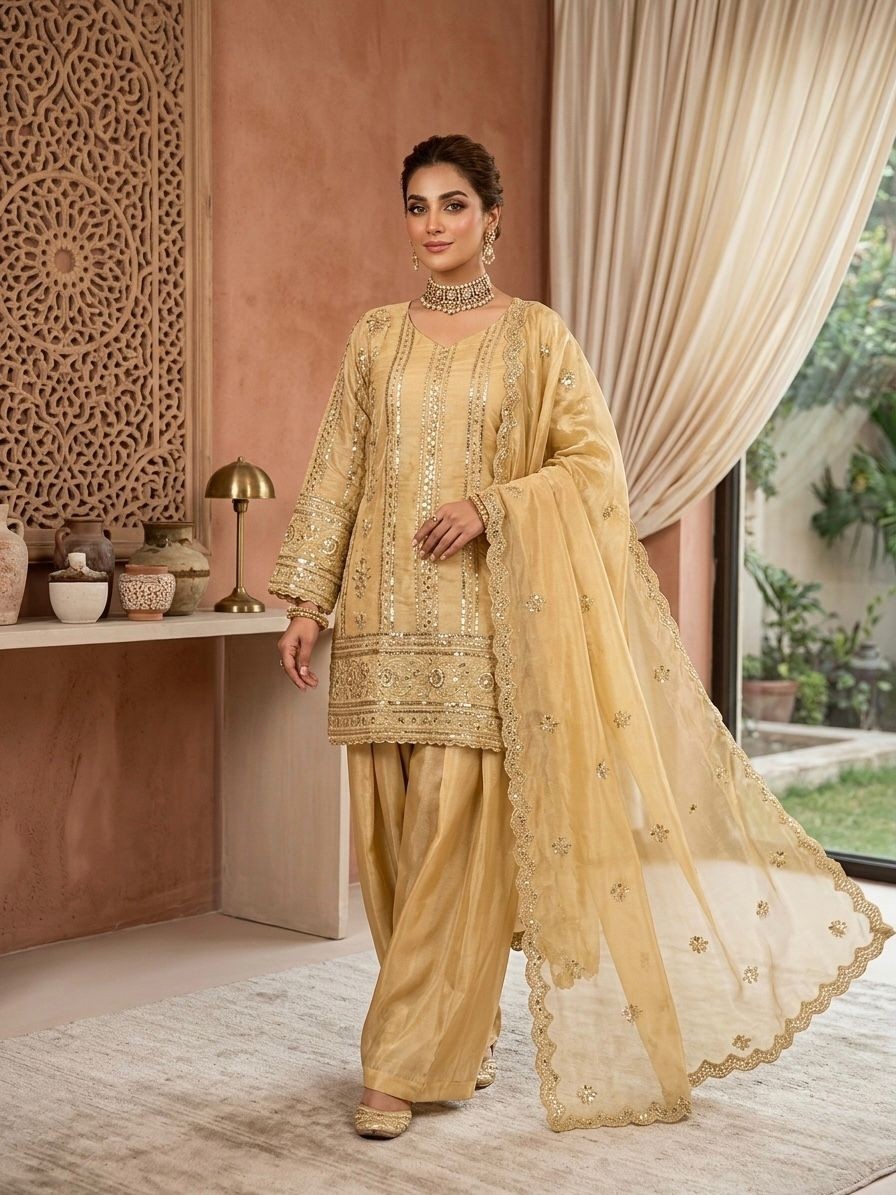 KD1583 - JIMMY CHHOO SILK WITH SEQUENCE EMBROIDERY WORK BY PAKISTANI READYMADE SALWAR SUIT COLLECTION 