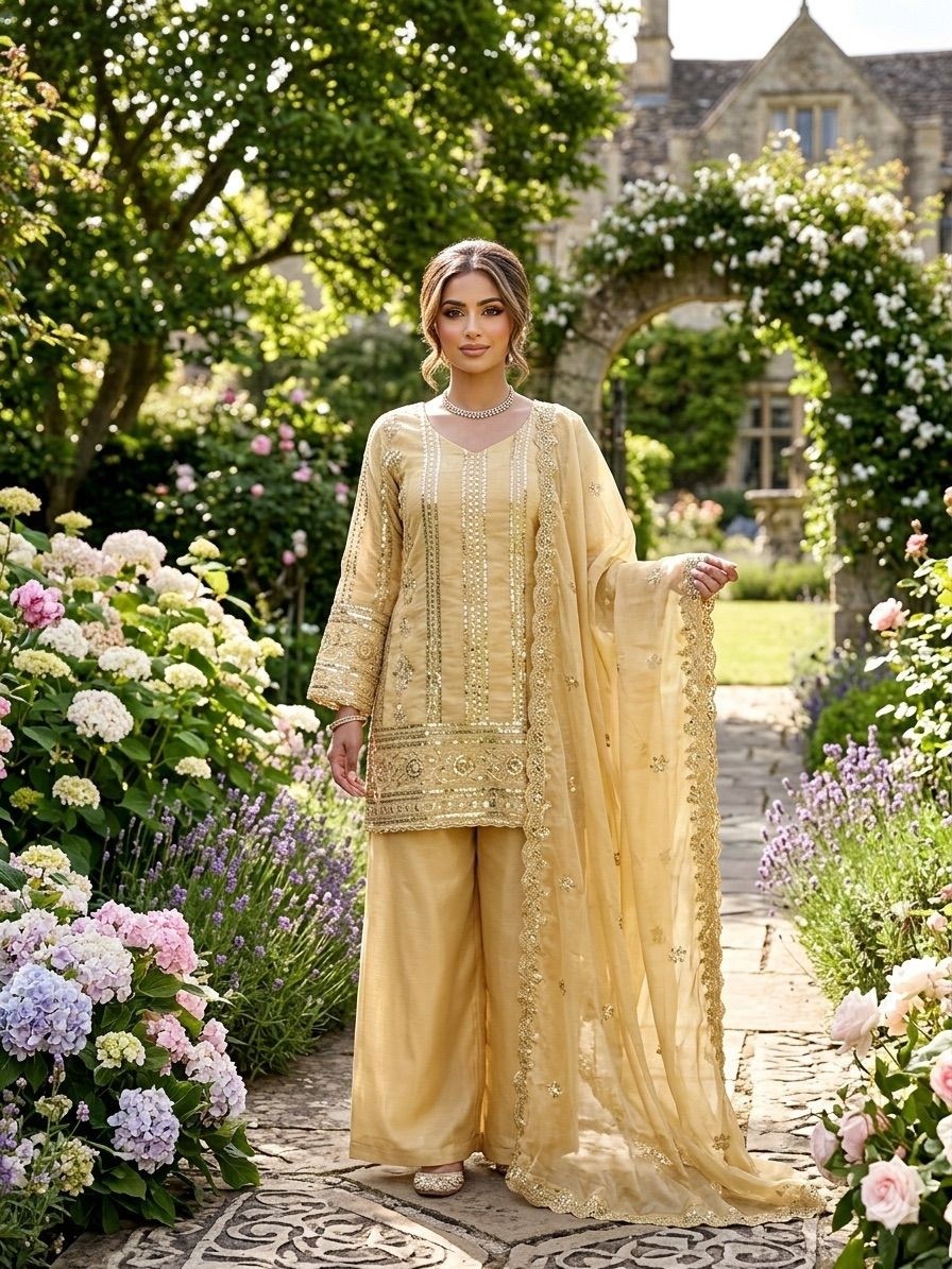 KD1583 - JIMMY CHHOO SILK WITH SEQUENCE EMBROIDERY WORK BY PAKISTANI READYMADE SALWAR SUIT COLLECTION 