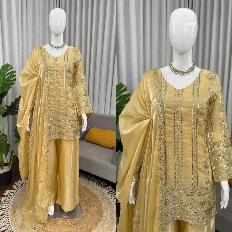 KD1583 - JIMMY CHHOO SILK WITH SEQUENCE EMBROIDERY WORK BY PAKISTANI READYMADE SALWAR SUIT COLLECTION 