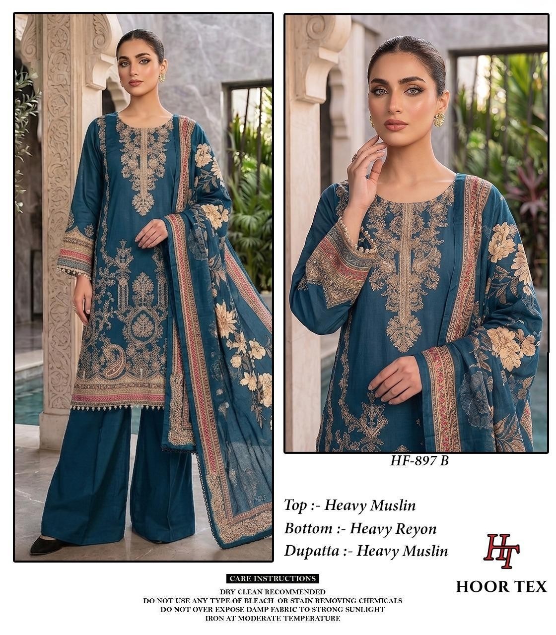 HF - 897 - A B C  - HEAVY MUSLIN PAKISTANI READYMADE SUIT SALWAR COLLECTION 