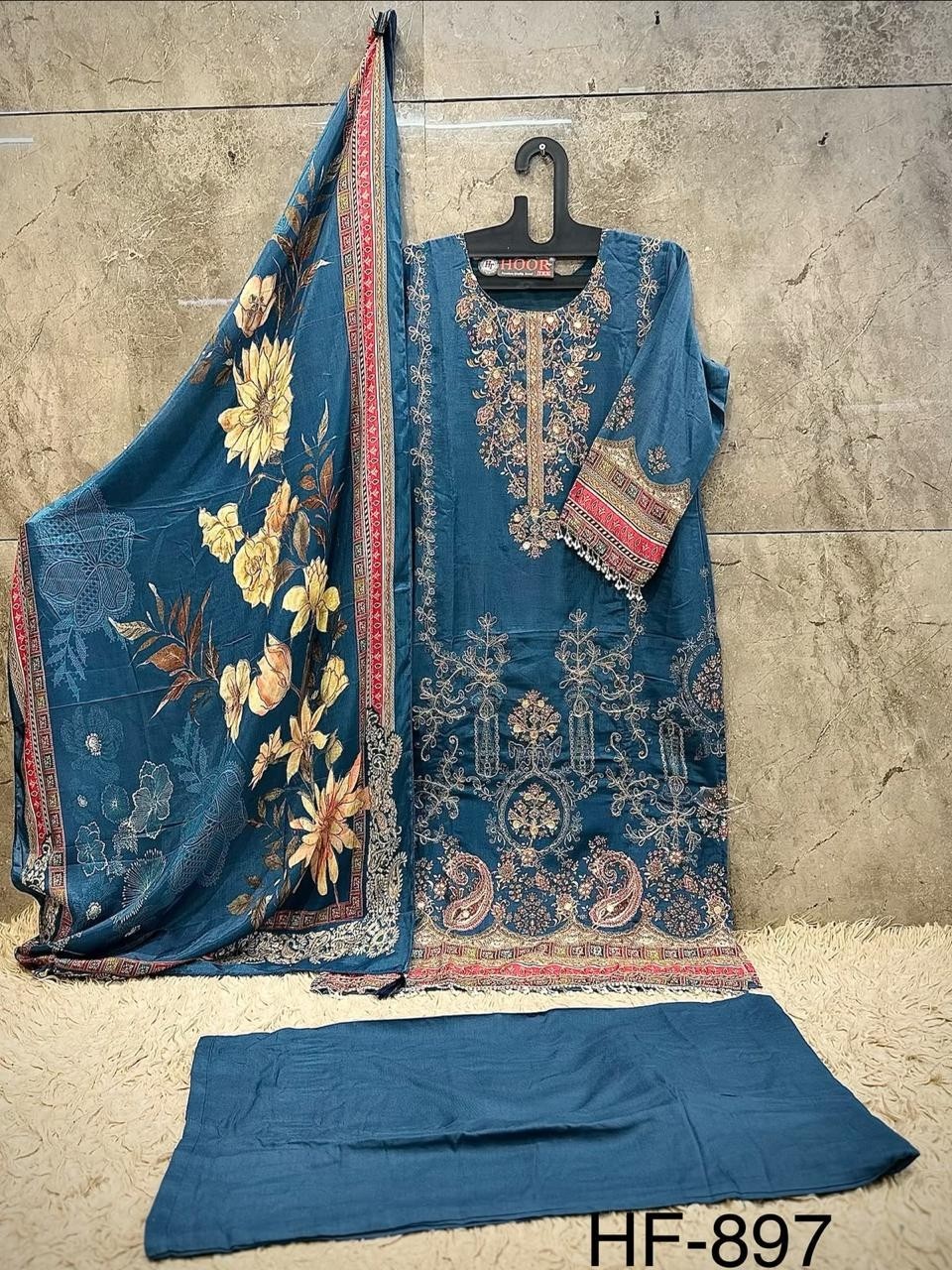 HF - 897 - A B C  - HEAVY MUSLIN PAKISTANI READYMADE SUIT SALWAR COLLECTION 