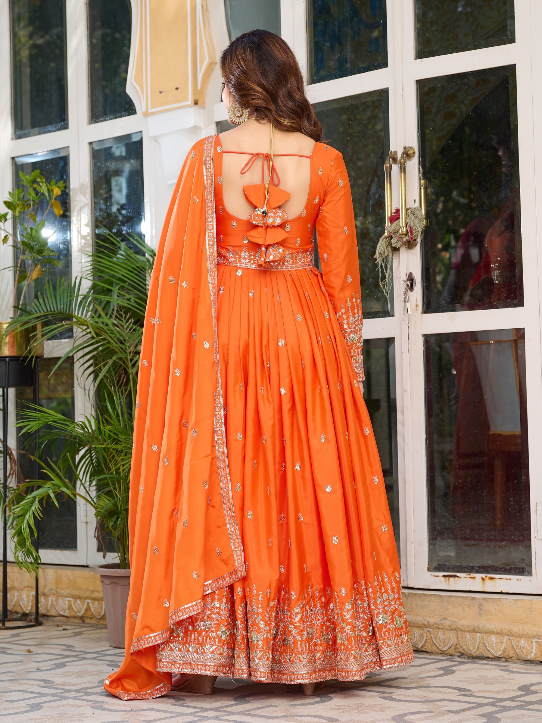 SP - 12 - AMERICAN SILK WITH THREAD EMBROIDERY WORK BY LEHENGA AND GOWN COLLECTION 